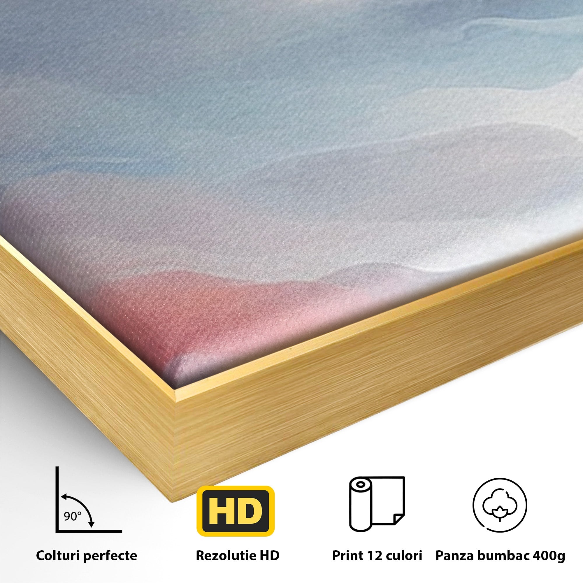 Set 3 Tablouri Canvas Premium LuxCanva® A3-1644, Pink Contrast, Dormitor, Decorativ, Landscape, Cromatic, Living, Culori Vibrante