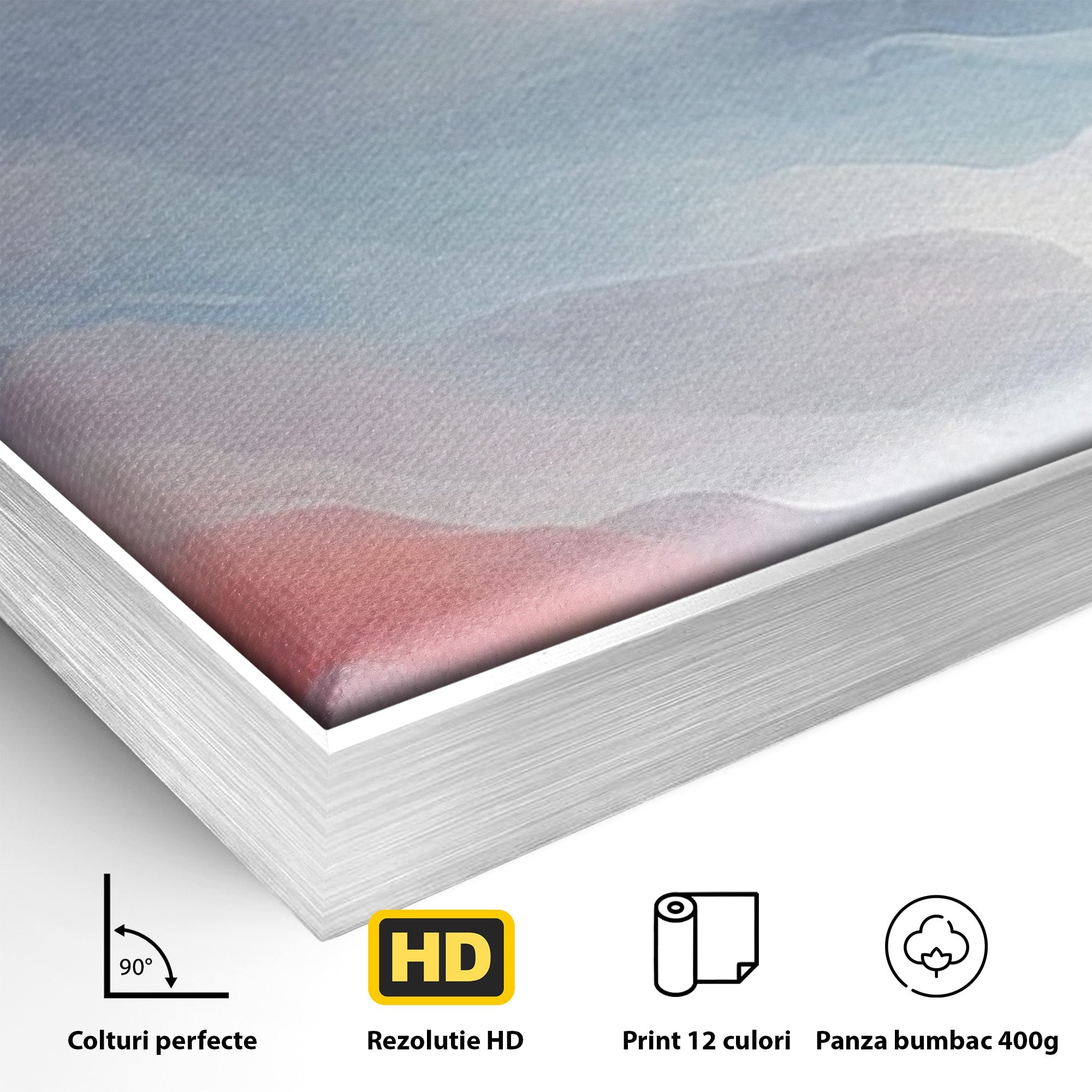 Set 3 Tablouri Canvas Premium LuxCanva® A3-1644, Pink Contrast, Dormitor, Decorativ, Landscape, Cromatic, Living, Culori Vibrante