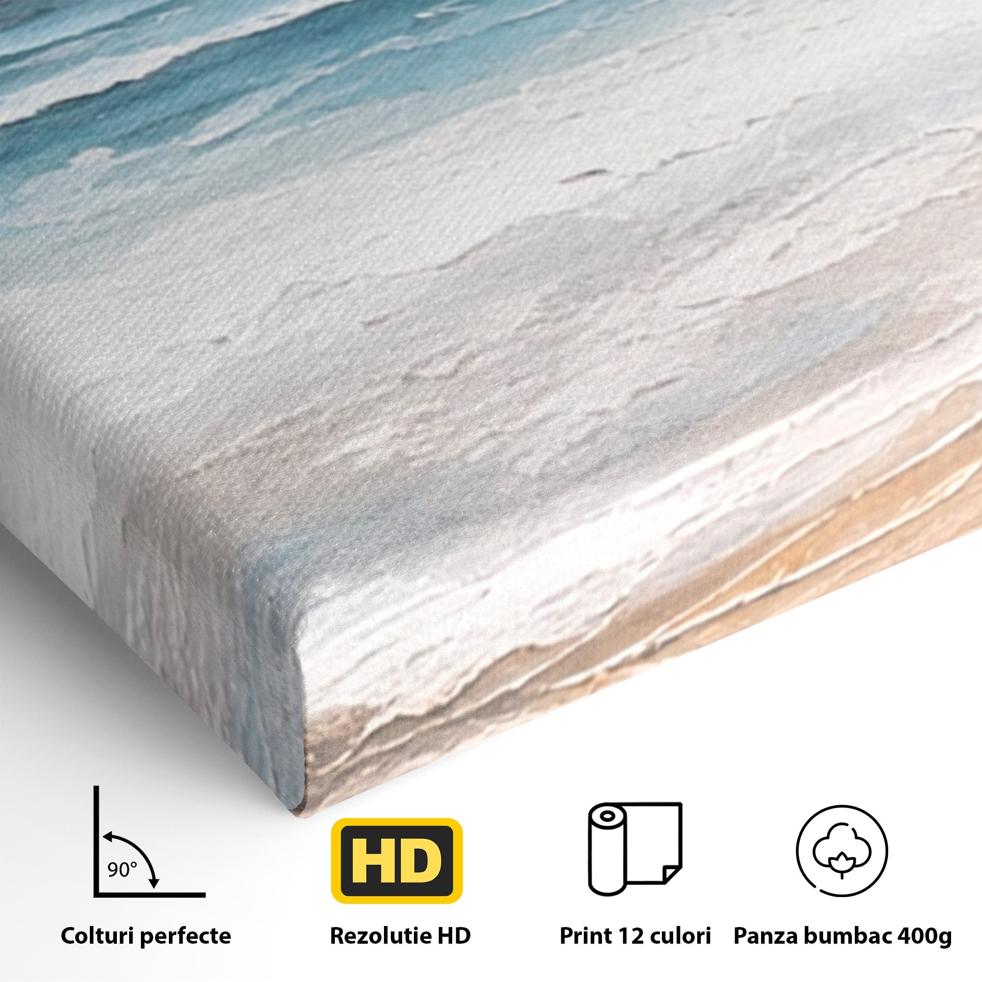 Set 3 Tablouri Canvas Premium LuxCanva® A3-1646, Sea Abstract, Dormitor, Decorativ, Plaja, Valuri, Living, Culori Vibrante