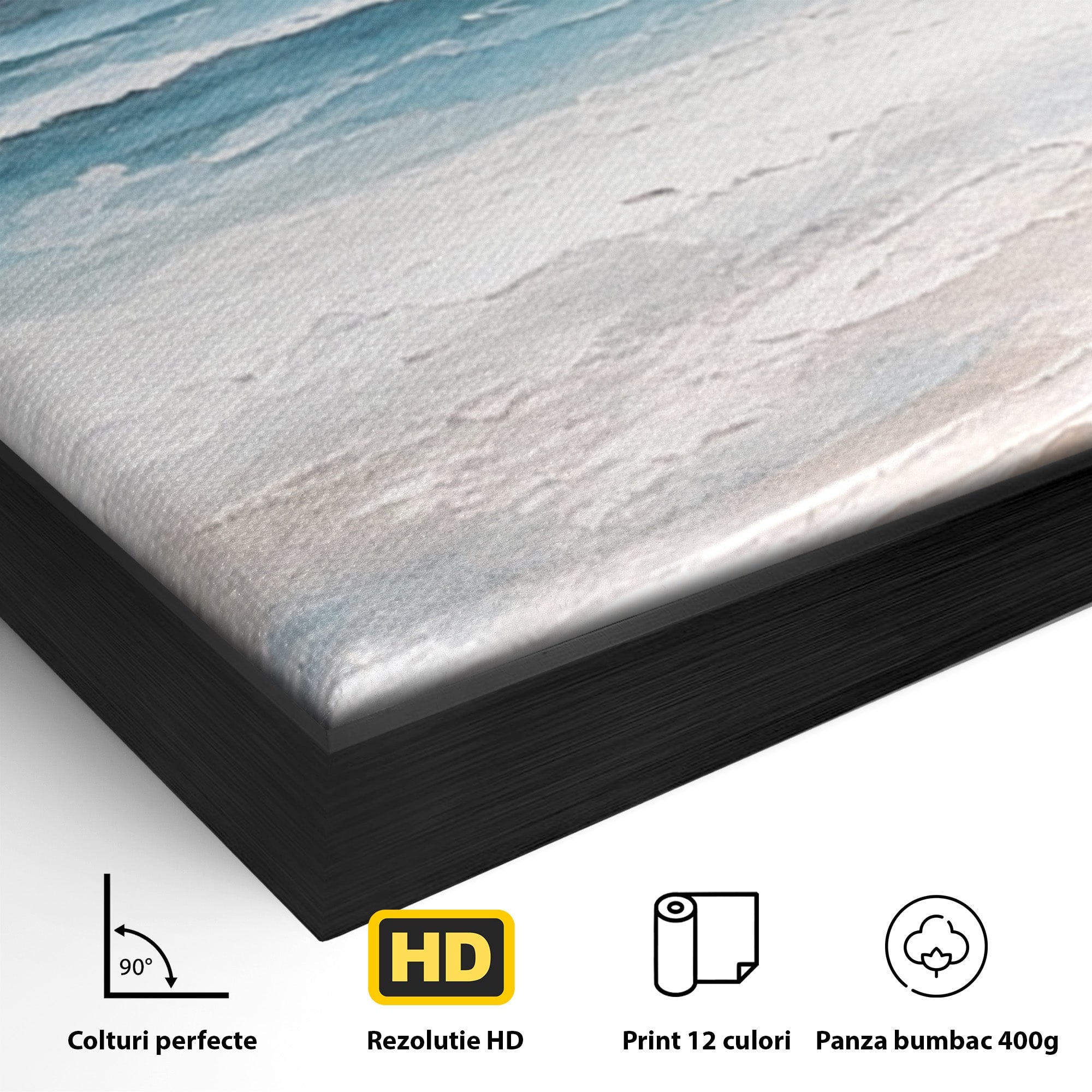 Set 3 Tablouri Canvas Premium LuxCanva® A3-1646, Sea Abstract, Dormitor, Decorativ, Plaja, Valuri, Living, Culori Vibrante