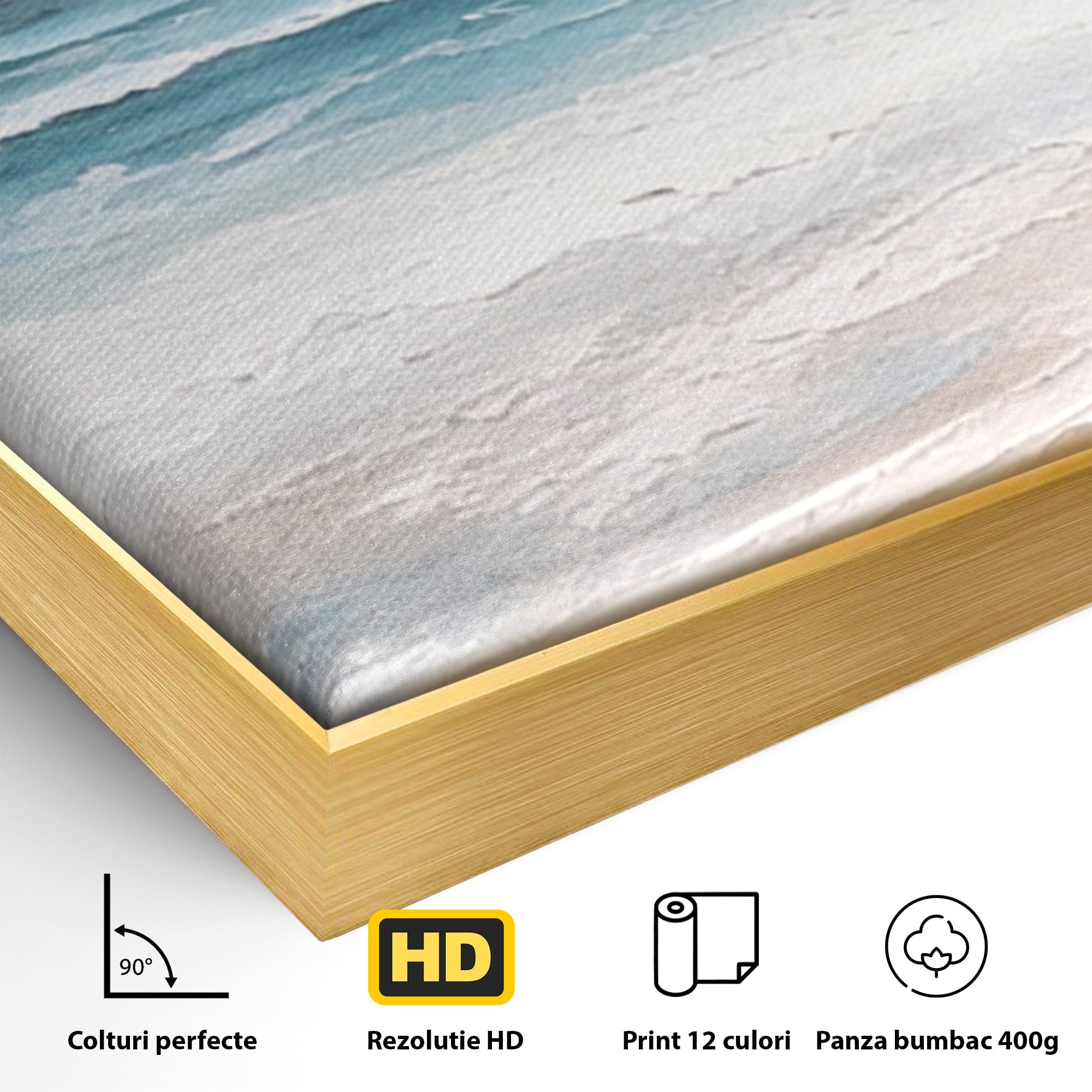 Set 3 Tablouri Canvas Premium LuxCanva® A3-1646, Sea Abstract, Dormitor, Decorativ, Plaja, Valuri, Living, Culori Vibrante