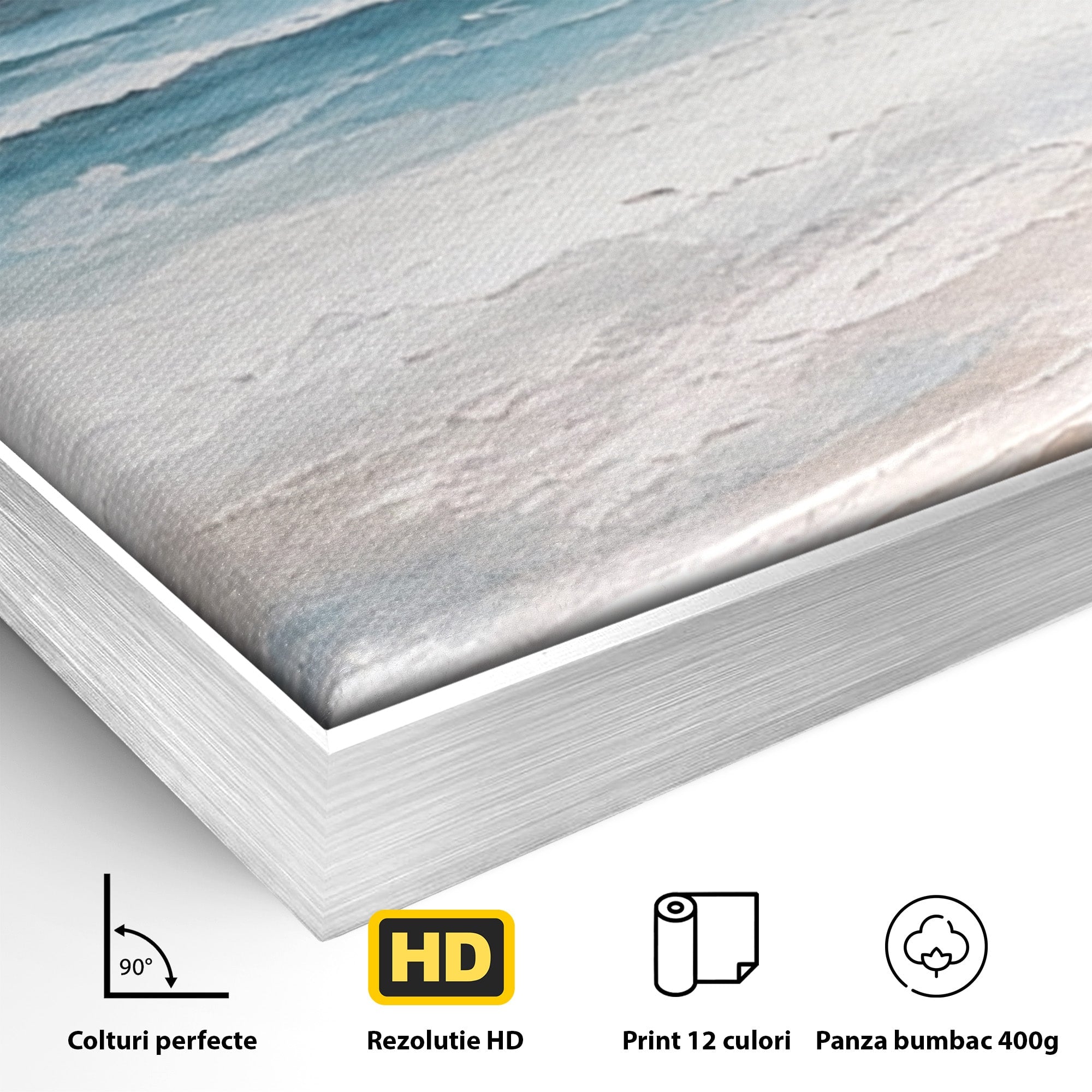 Set 3 Tablouri Canvas Premium LuxCanva® A3-1646, Sea Abstract, Dormitor, Decorativ, Plaja, Valuri, Living, Culori Vibrante