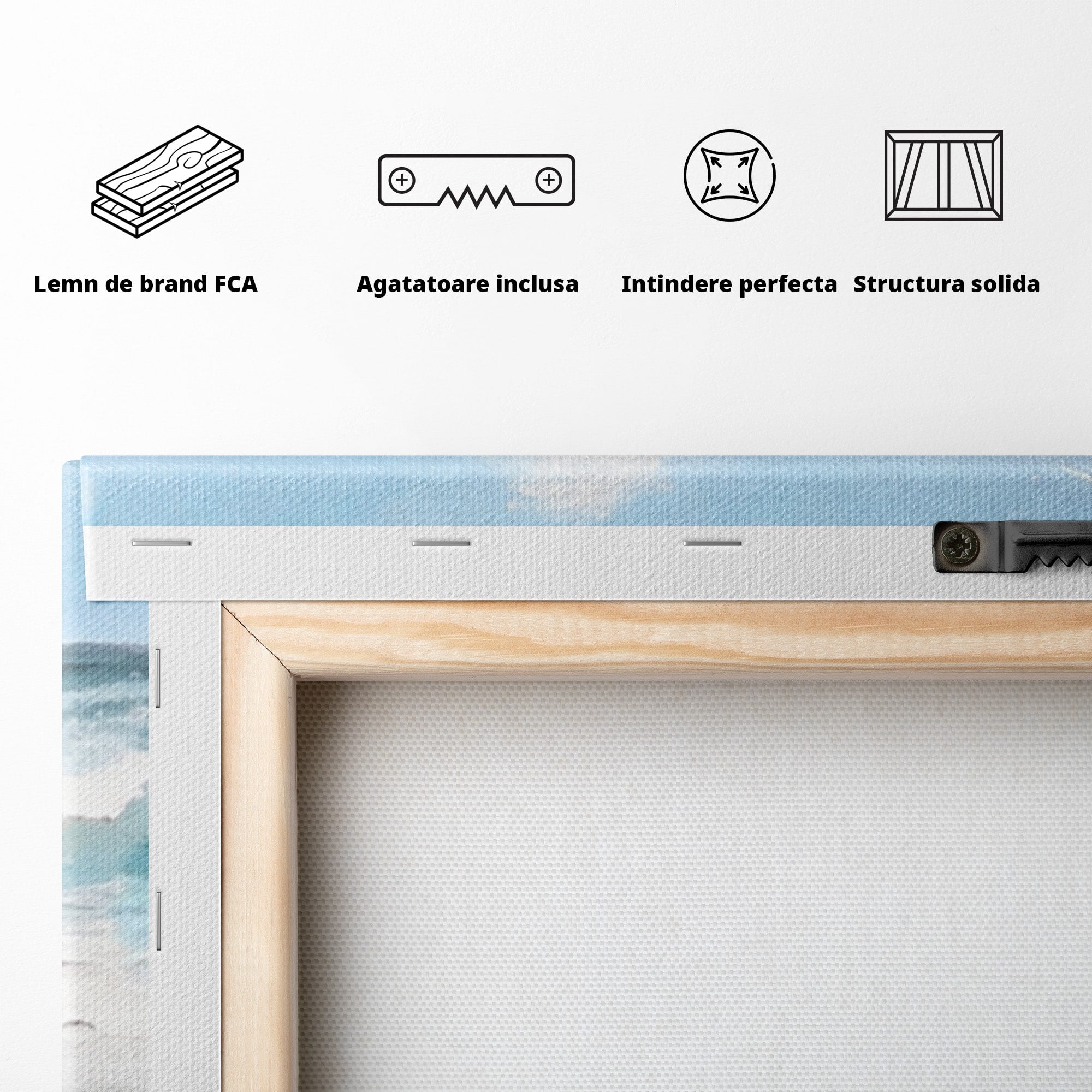 Set 3 Tablouri Canvas Premium LuxCanva® A3-1646, Sea Abstract, Dormitor, Decorativ, Plaja, Valuri, Living, Culori Vibrante