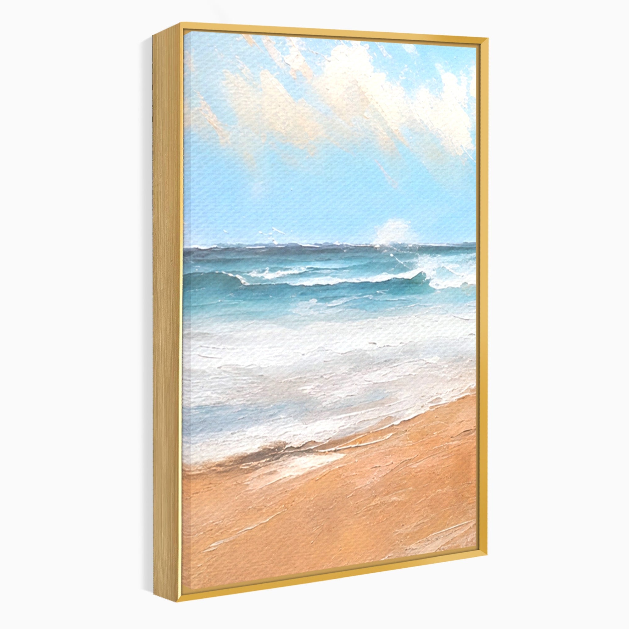 Set 3 Tablouri Canvas Premium LuxCanva® A3-1646, Sea Abstract, Dormitor, Decorativ, Plaja, Valuri, Living, Culori Vibrante