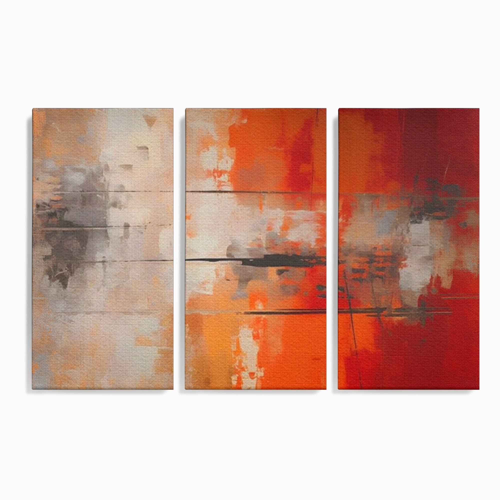 Set 3 Tablouri Canvas Premium LuxCanva® A3-1651, Linie Neagra, Room, Decorativ, Cromatic, Abstract, Living, Culori Vibrante