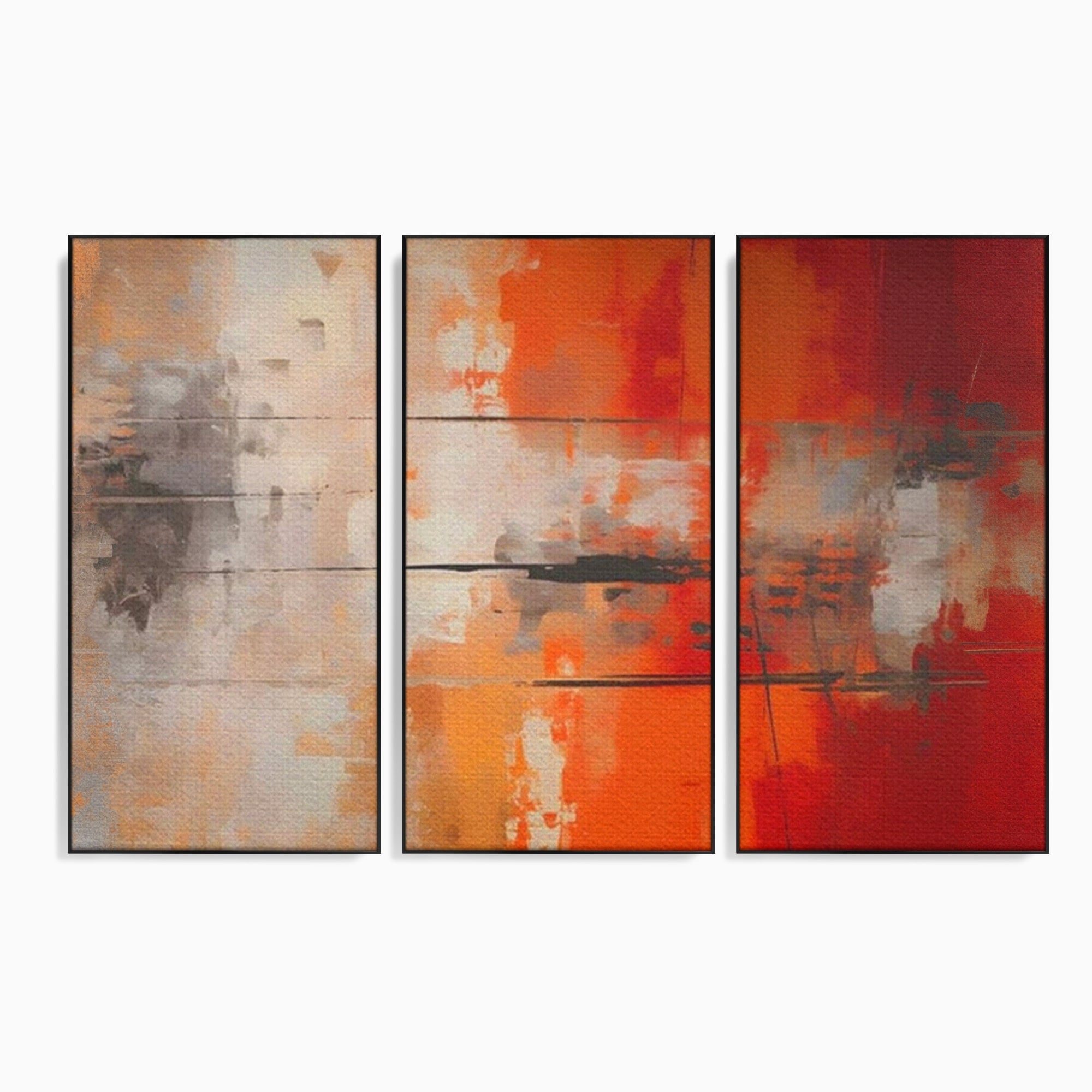 Set 3 Tablouri Canvas Premium LuxCanva® A3-1651, Linie Neagra, Room, Decorativ, Cromatic, Abstract, Living, Culori Vibrante