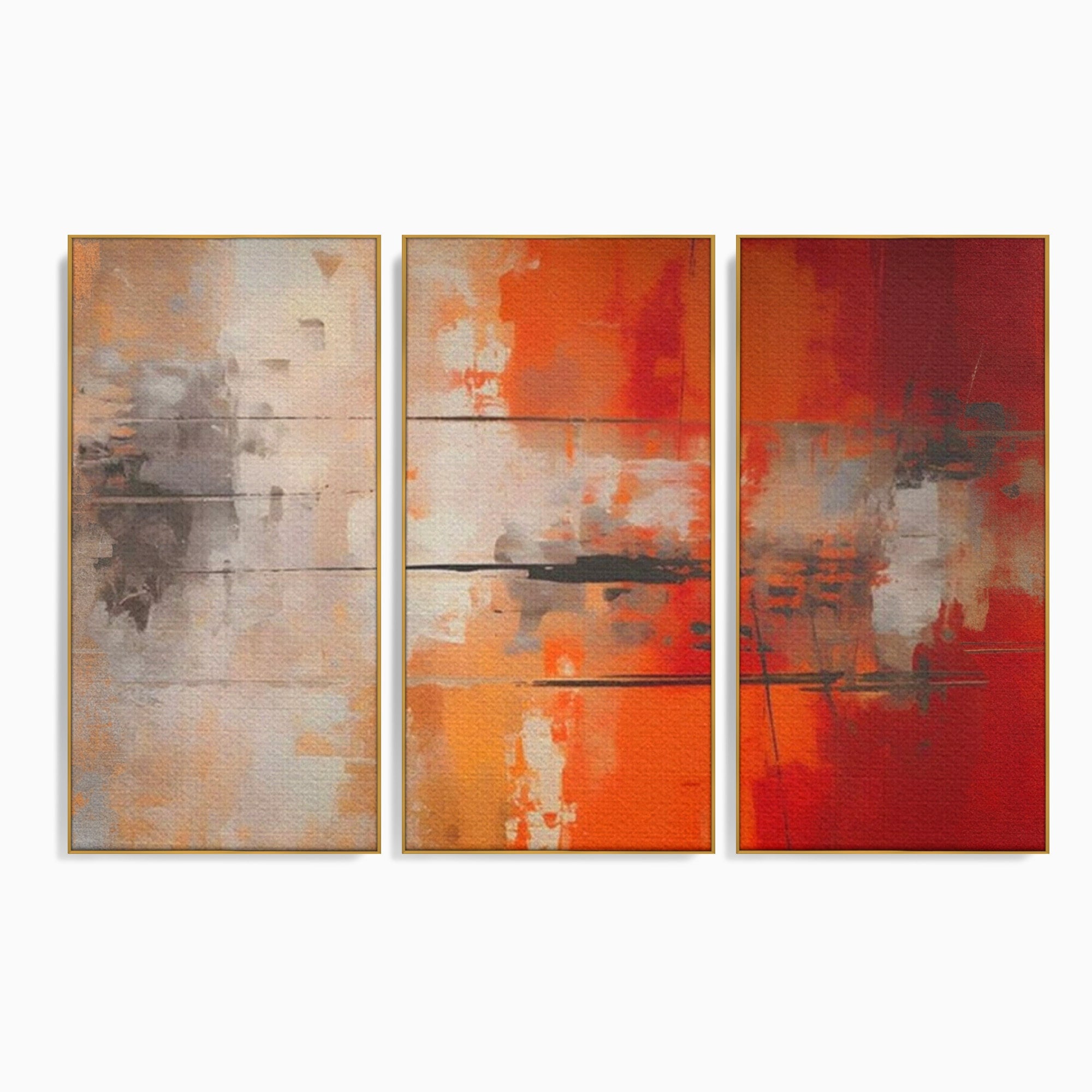 Set 3 Tablouri Canvas Premium LuxCanva® A3-1651, Linie Neagra, Room, Decorativ, Cromatic, Abstract, Living, Culori Vibrante
