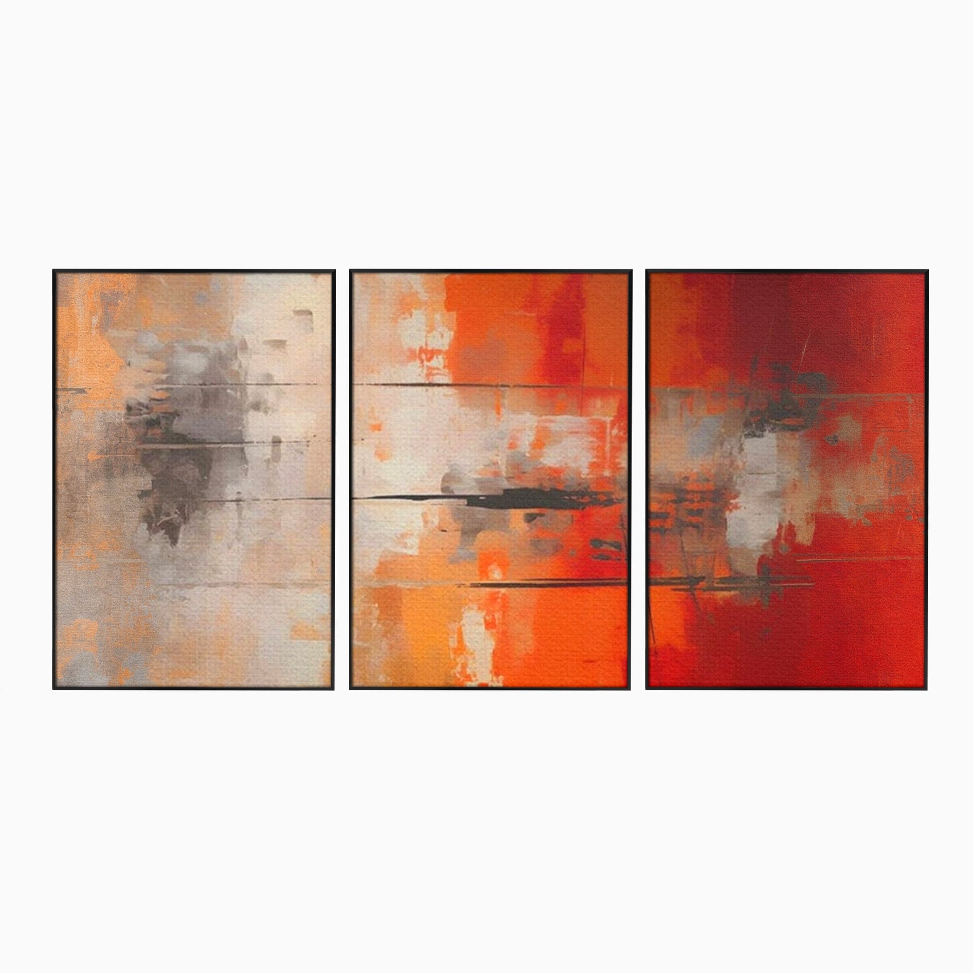 Set 3 Tablouri Canvas Premium LuxCanva® A3-1651, Linie Neagra, Room, Decorativ, Cromatic, Abstract, Living, Culori Vibrante