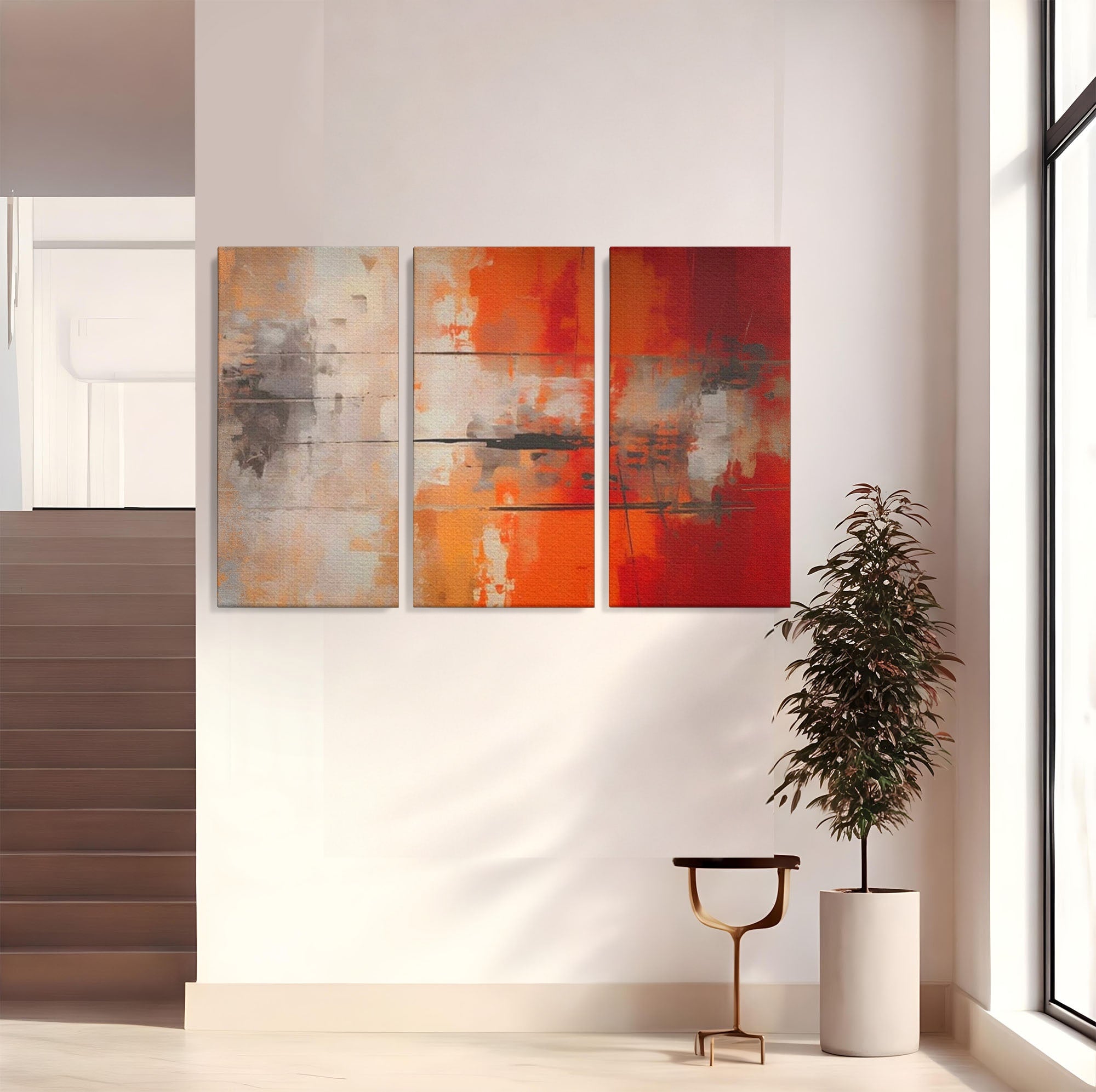 Set 3 Tablouri Canvas Premium LuxCanva® A3-1651, Linie Neagra, Room, Decorativ, Cromatic, Abstract, Living, Culori Vibrante