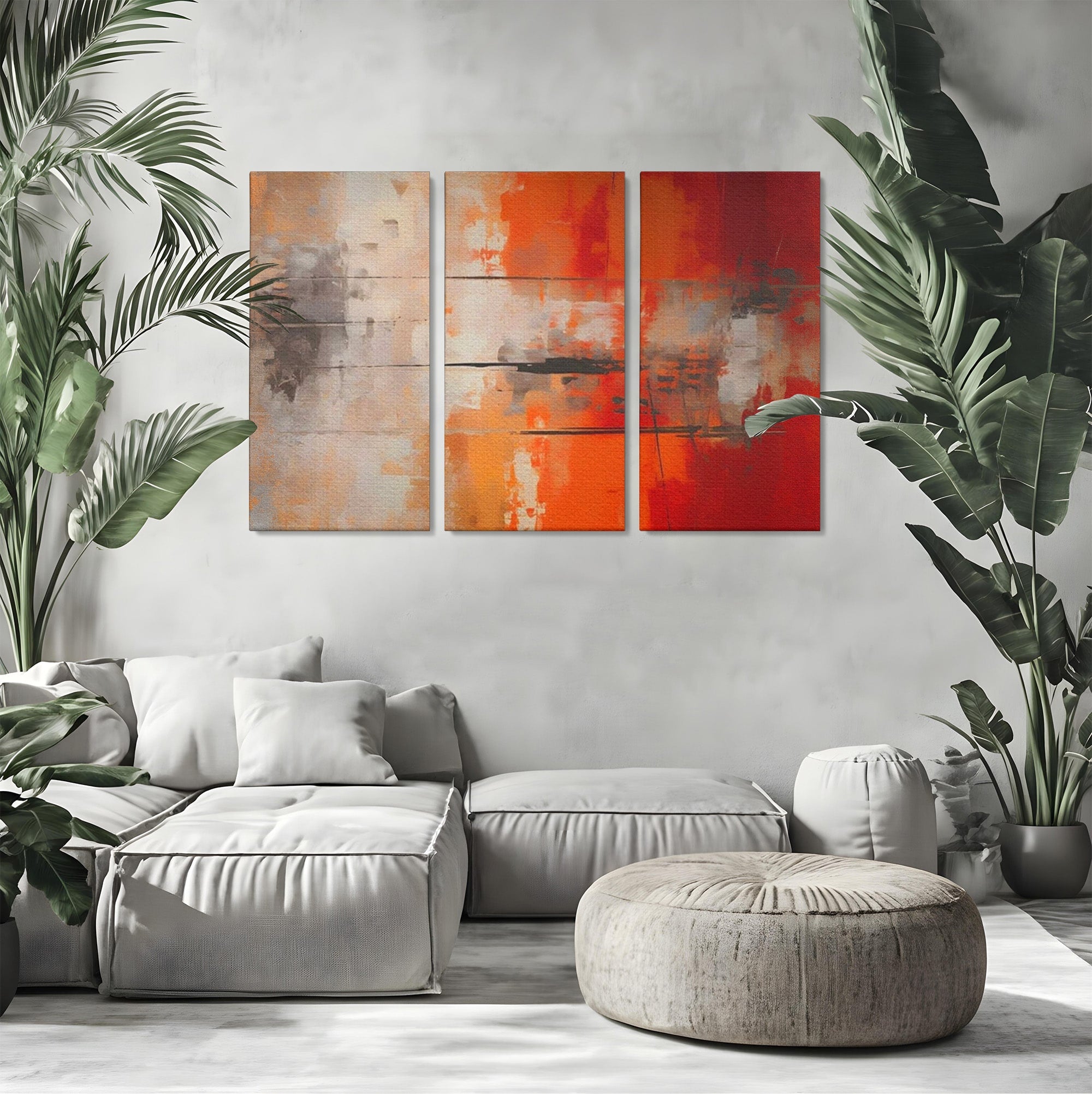 Set 3 Tablouri Canvas Premium LuxCanva® A3-1651, Linie Neagra, Room, Decorativ, Cromatic, Abstract, Living, Culori Vibrante