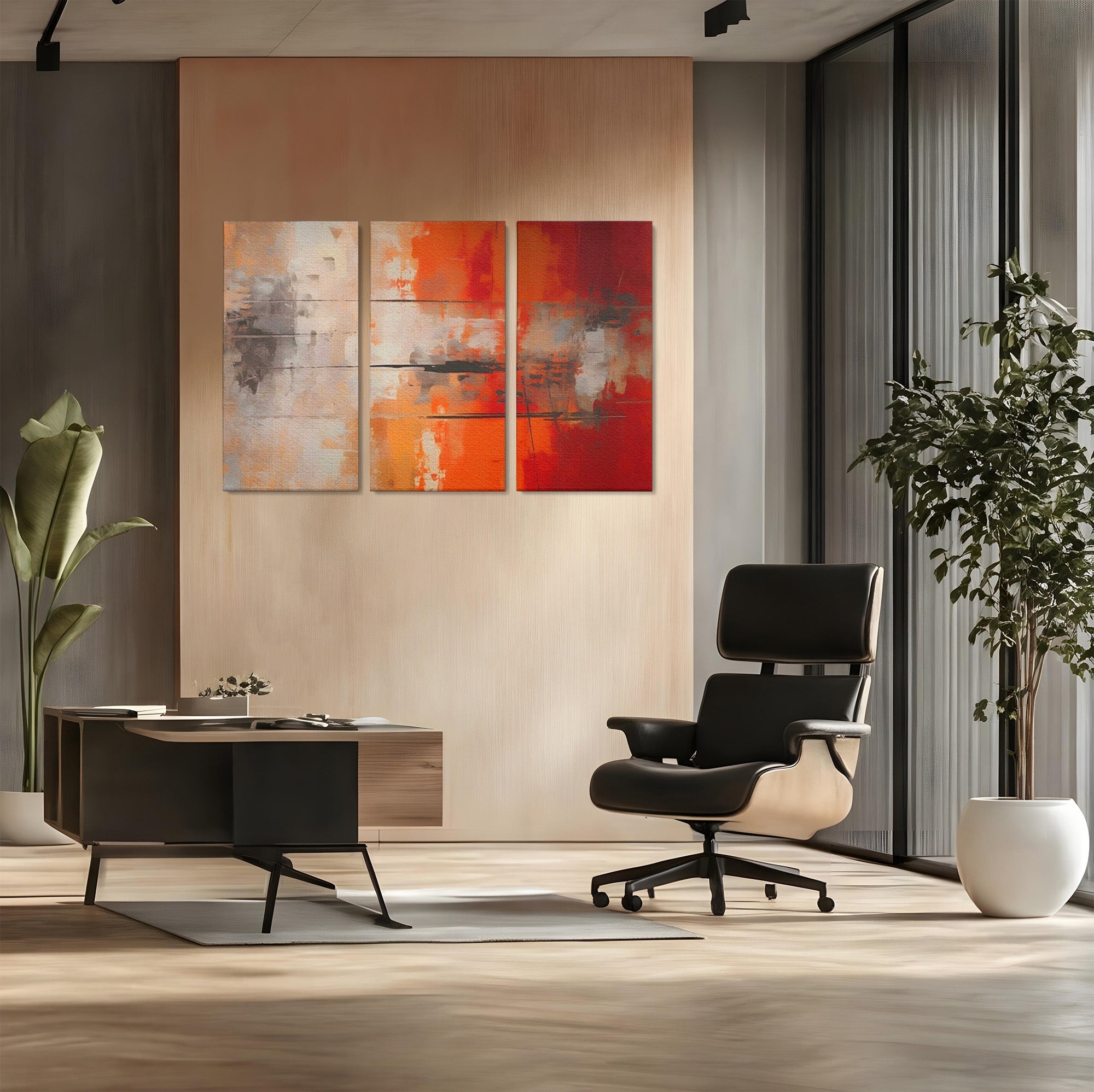 Set 3 Tablouri Canvas Premium LuxCanva® A3-1651, Linie Neagra, Room, Decorativ, Cromatic, Abstract, Living, Culori Vibrante
