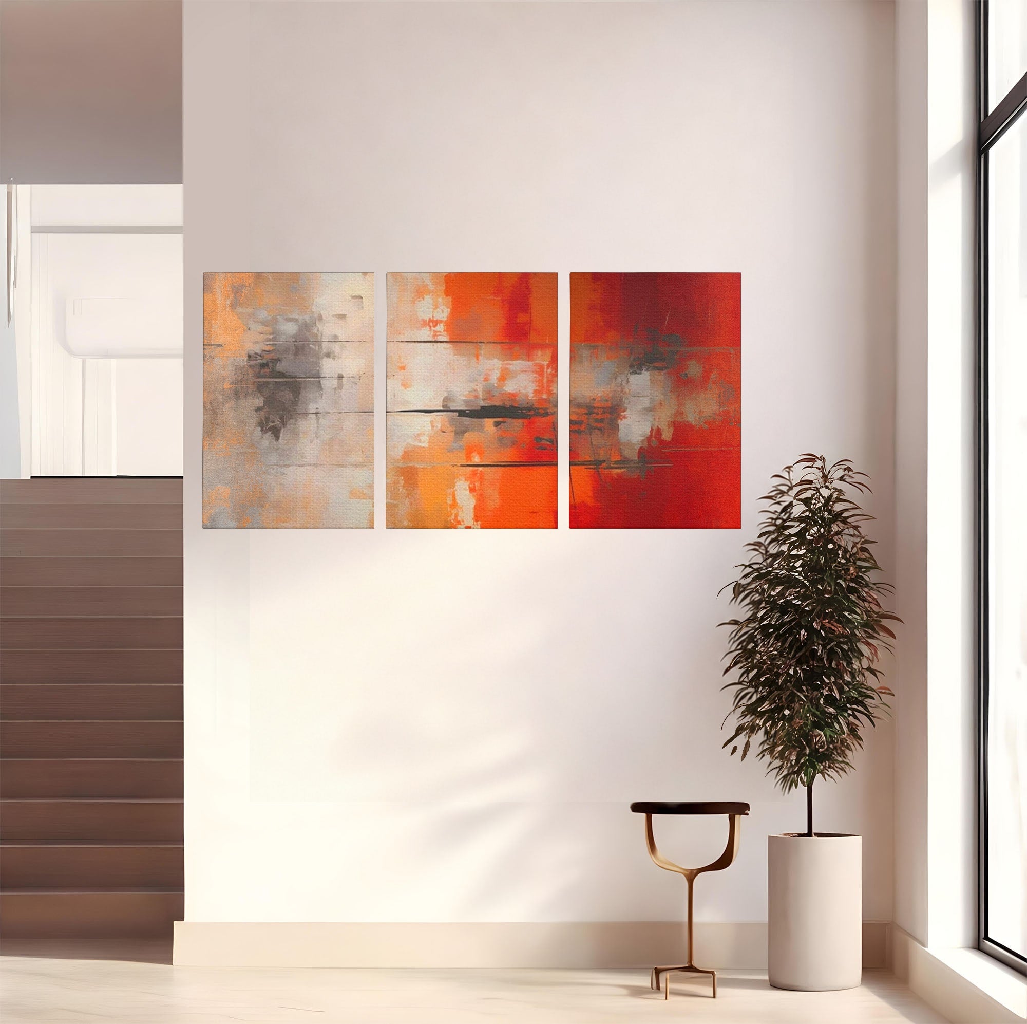 Set 3 Tablouri Canvas Premium LuxCanva® A3-1651, Linie Neagra, Room, Decorativ, Cromatic, Abstract, Living, Culori Vibrante