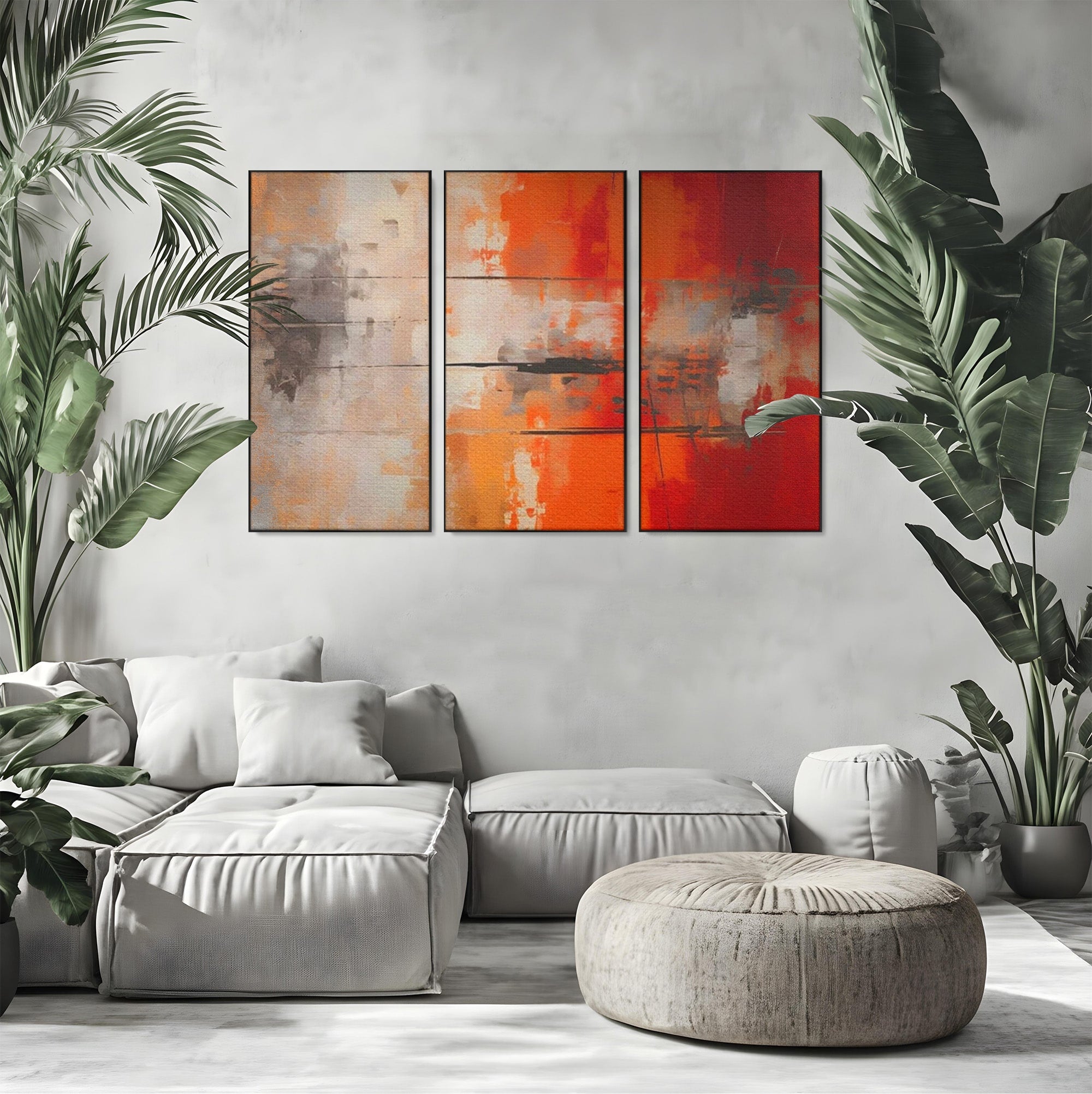 Set 3 Tablouri Canvas Premium LuxCanva® A3-1651, Linie Neagra, Room, Decorativ, Cromatic, Abstract, Living, Culori Vibrante