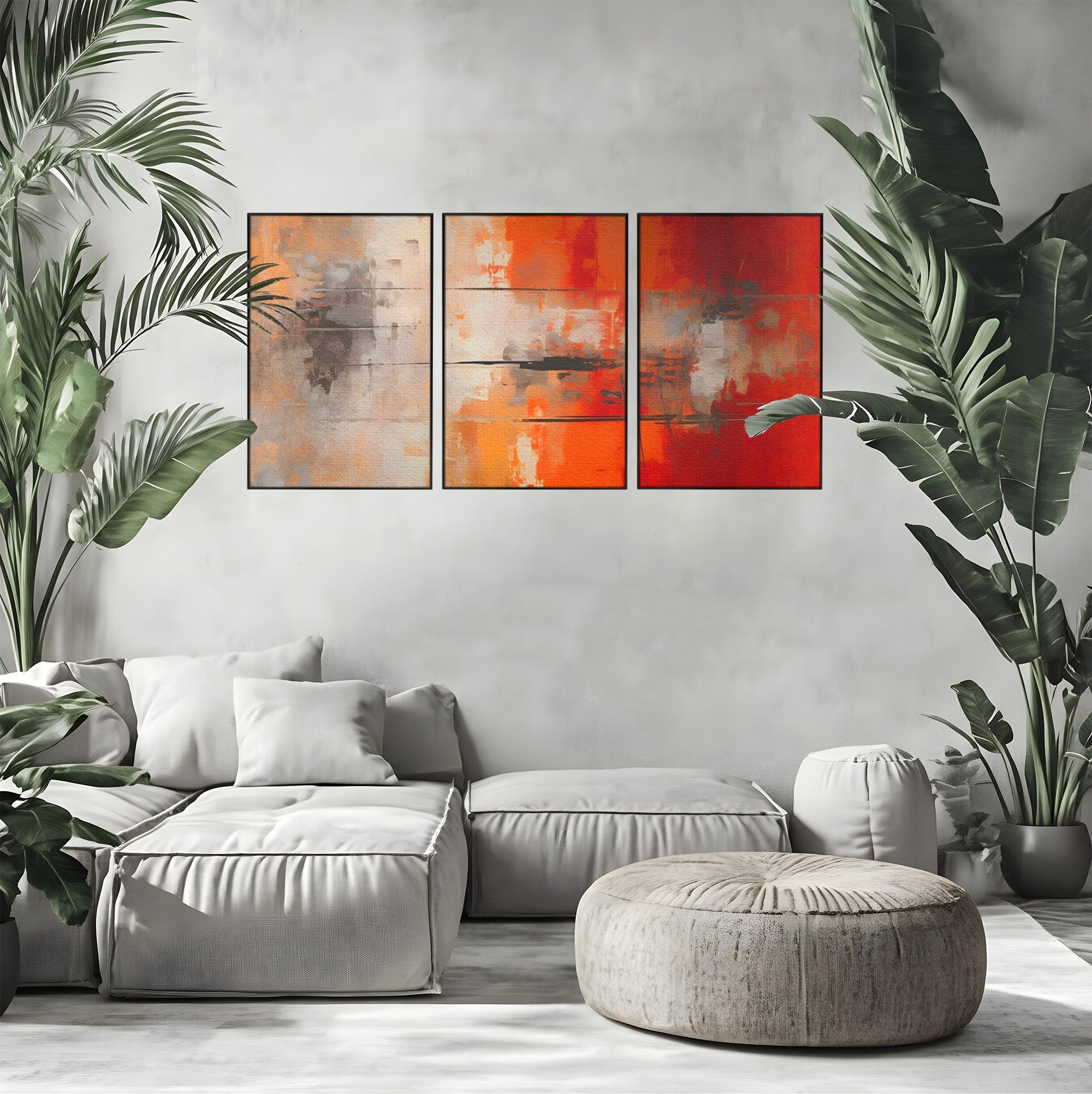 Set 3 Tablouri Canvas Premium LuxCanva® A3-1651, Linie Neagra, Room, Decorativ, Cromatic, Abstract, Living, Culori Vibrante