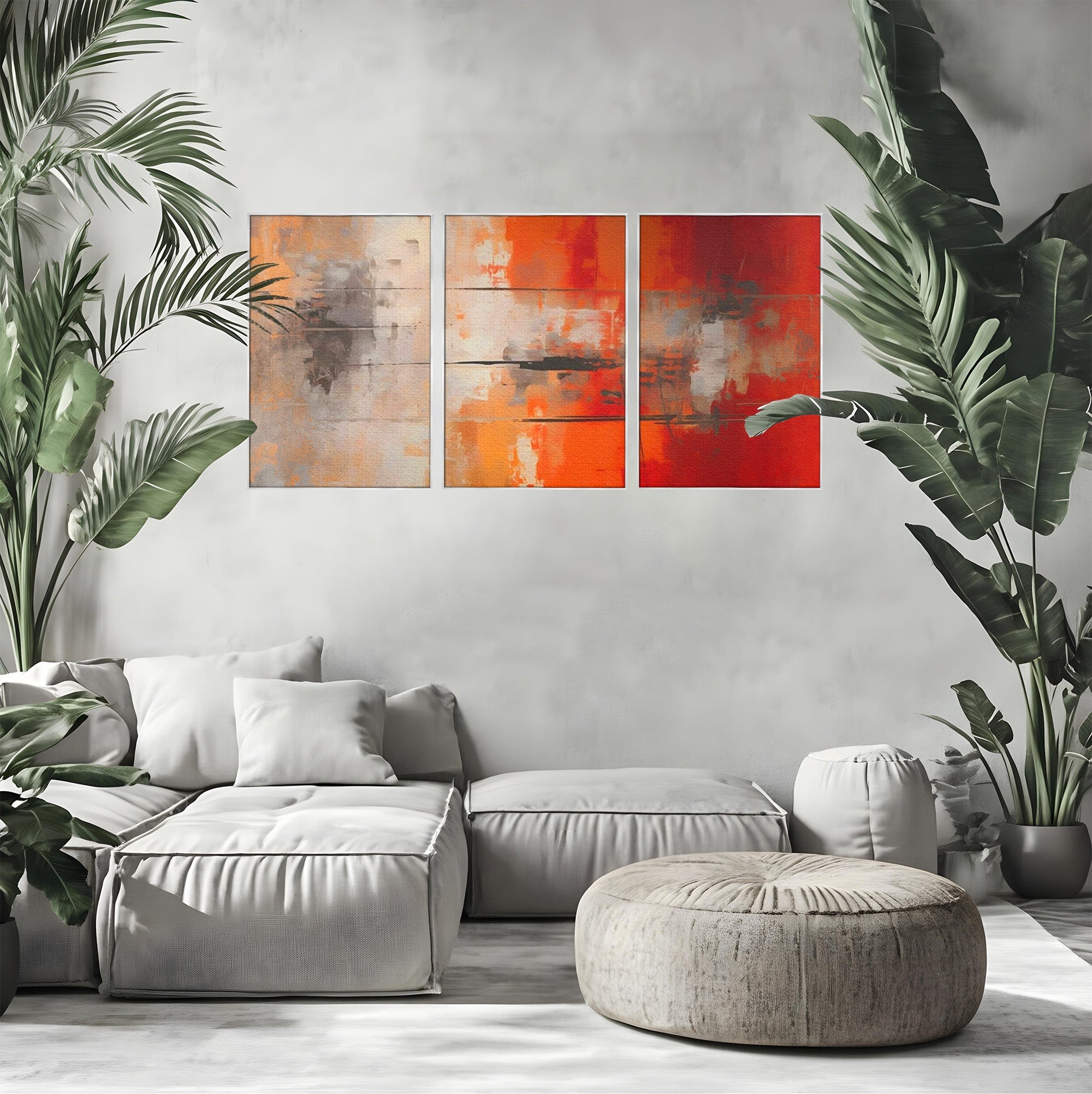 Set 3 Tablouri Canvas Premium LuxCanva® A3-1651, Linie Neagra, Room, Decorativ, Cromatic, Abstract, Living, Culori Vibrante