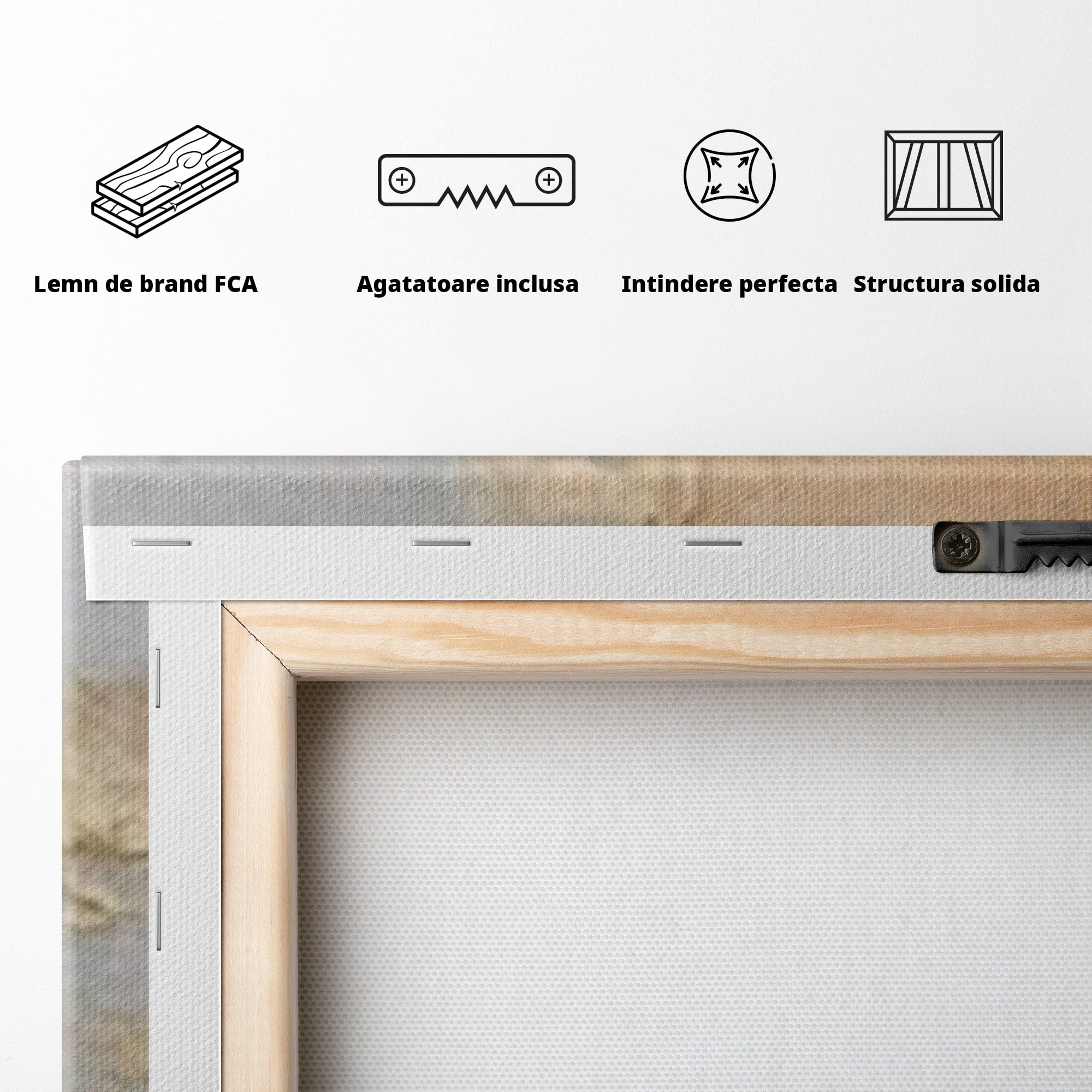 Set 3 Tablouri Canvas Premium LuxCanva® A3-1652, Gold And Grey, Room, Decorativ, Cromatic, Abstract, Living, Culori Vibrante