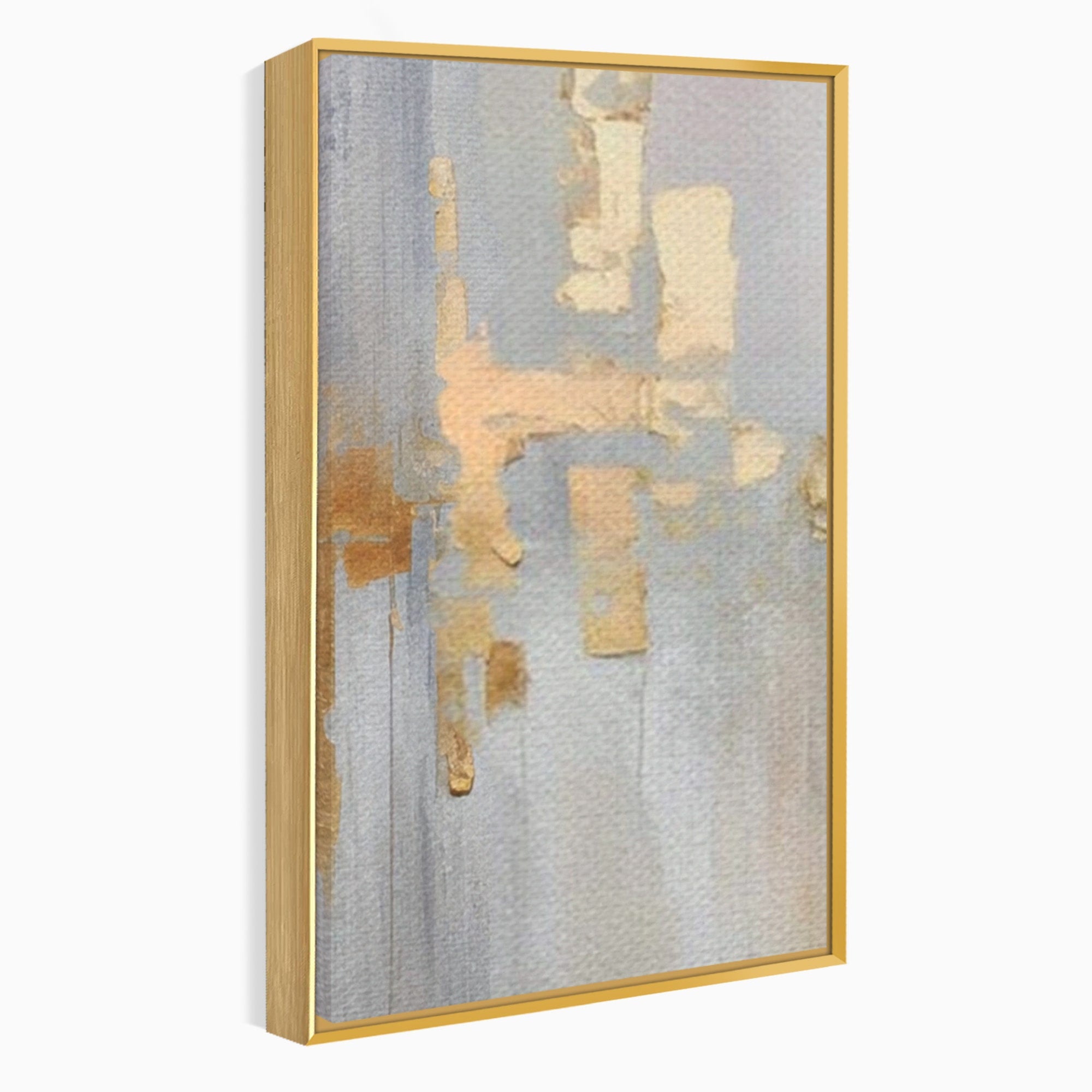 Set 3 Tablouri Canvas Premium LuxCanva® A3-1652, Gold And Grey, Room, Decorativ, Cromatic, Abstract, Living, Culori Vibrante