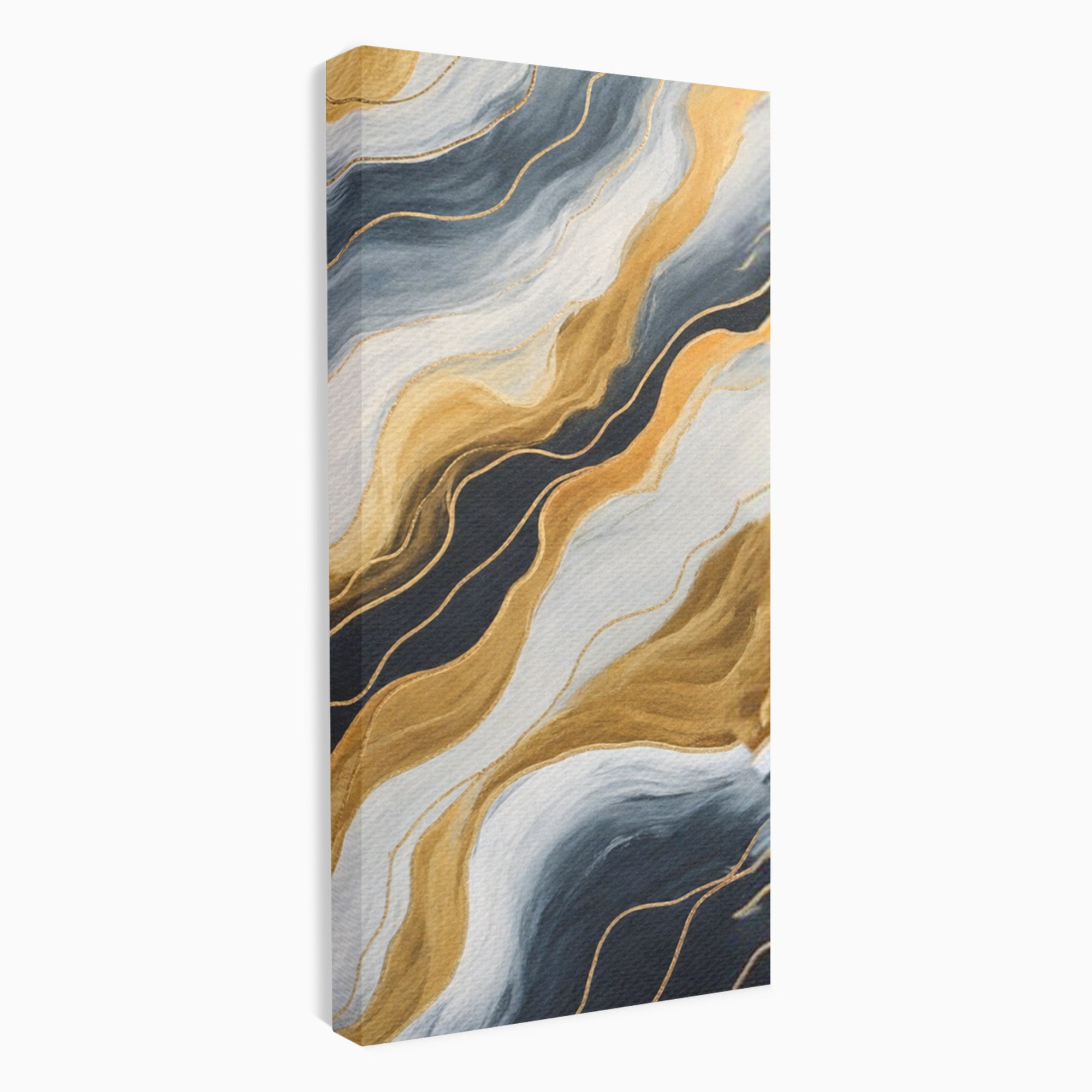 Set 3 Tablouri Canvas Premium LuxCanva® A3-1653, Valuri Aurii, Room, Decorativ, Cromatic, Abstract, Living, Culori Vibrante