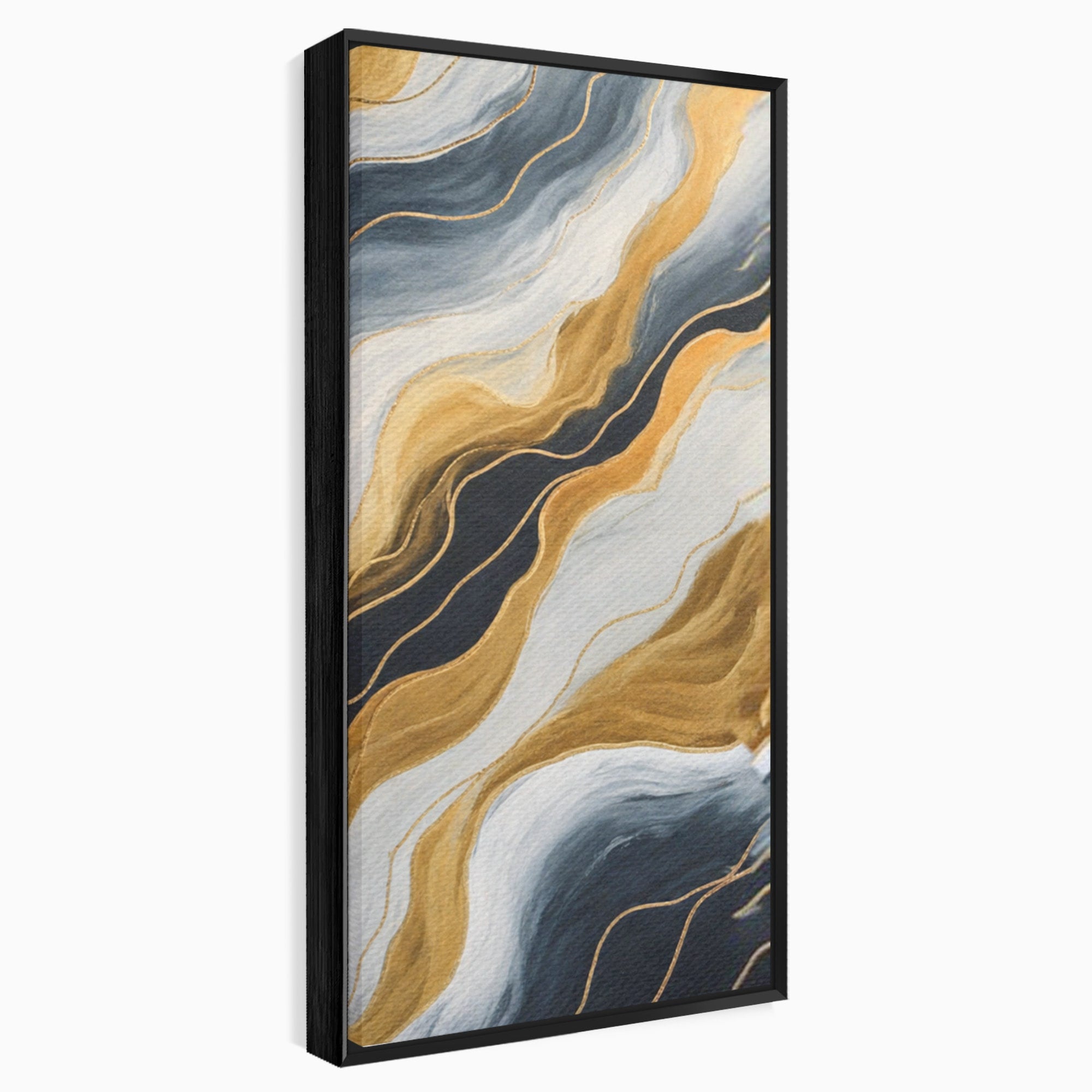 Set 3 Tablouri Canvas Premium LuxCanva® A3-1653, Valuri Aurii, Room, Decorativ, Cromatic, Abstract, Living, Culori Vibrante