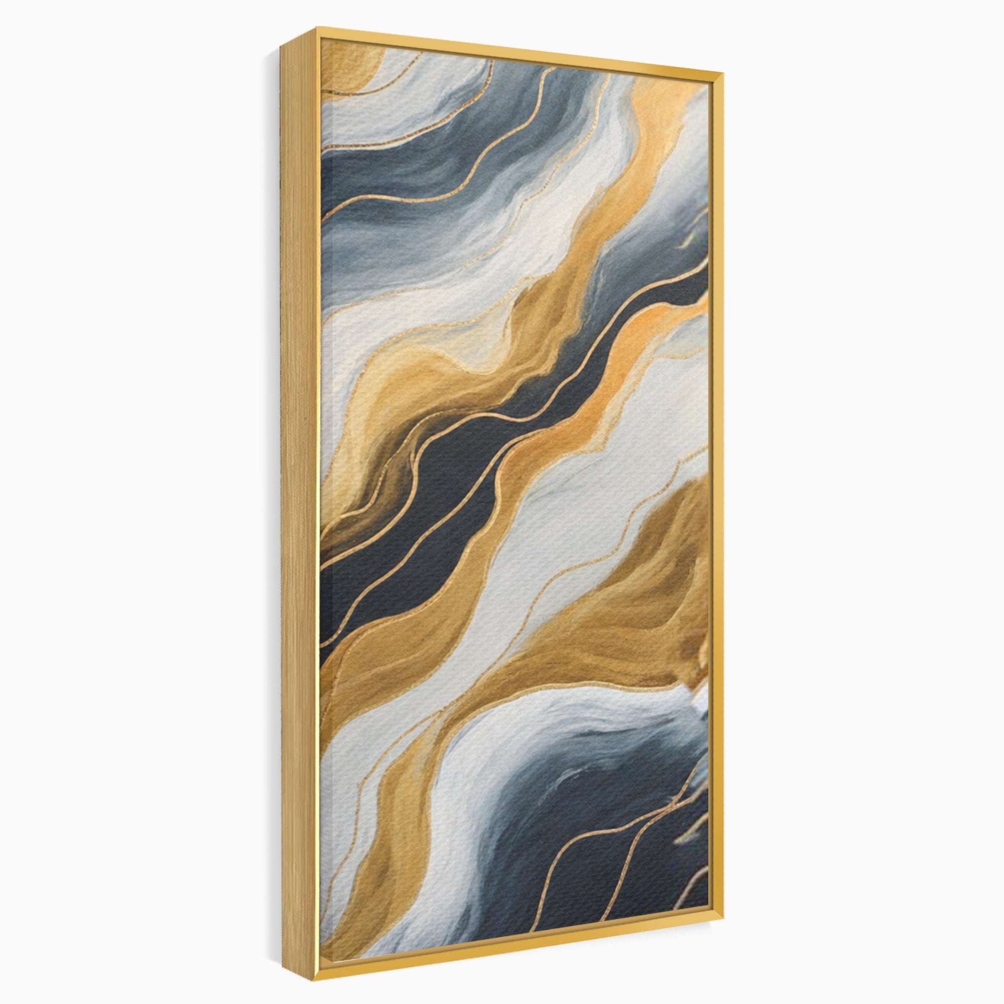 Set 3 Tablouri Canvas Premium LuxCanva® A3-1653, Valuri Aurii, Room, Decorativ, Cromatic, Abstract, Living, Culori Vibrante