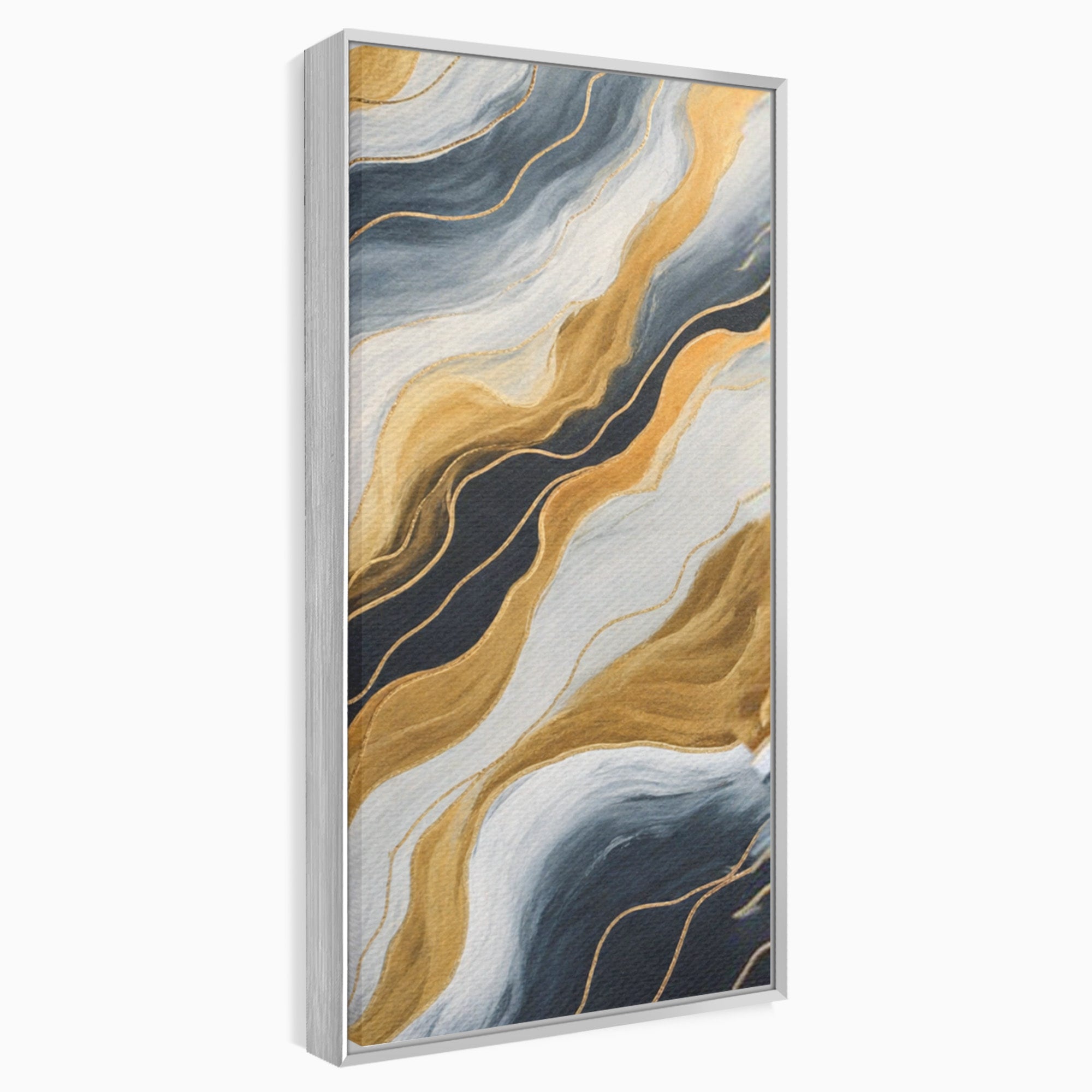 Set 3 Tablouri Canvas Premium LuxCanva® A3-1653, Valuri Aurii, Room, Decorativ, Cromatic, Abstract, Living, Culori Vibrante