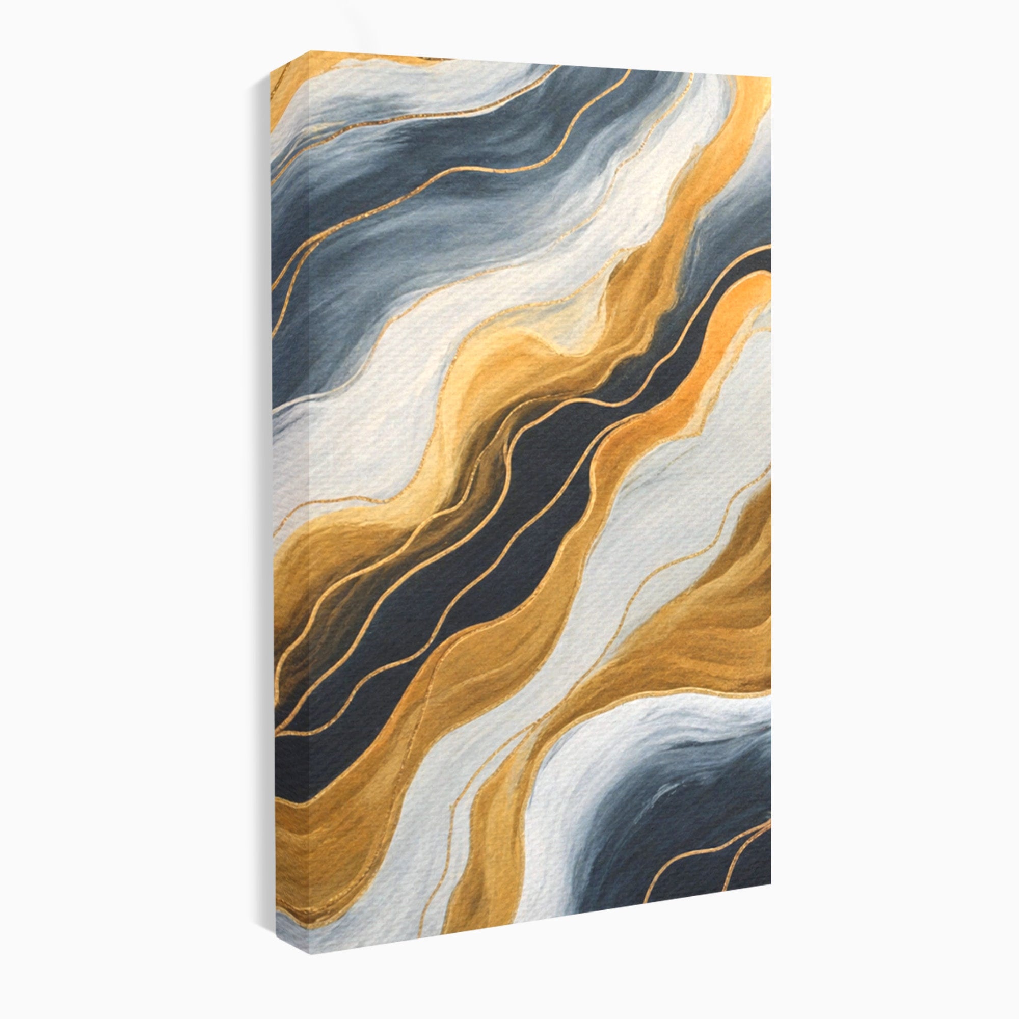 Set 3 Tablouri Canvas Premium LuxCanva® A3-1653, Valuri Aurii, Room, Decorativ, Cromatic, Abstract, Living, Culori Vibrante