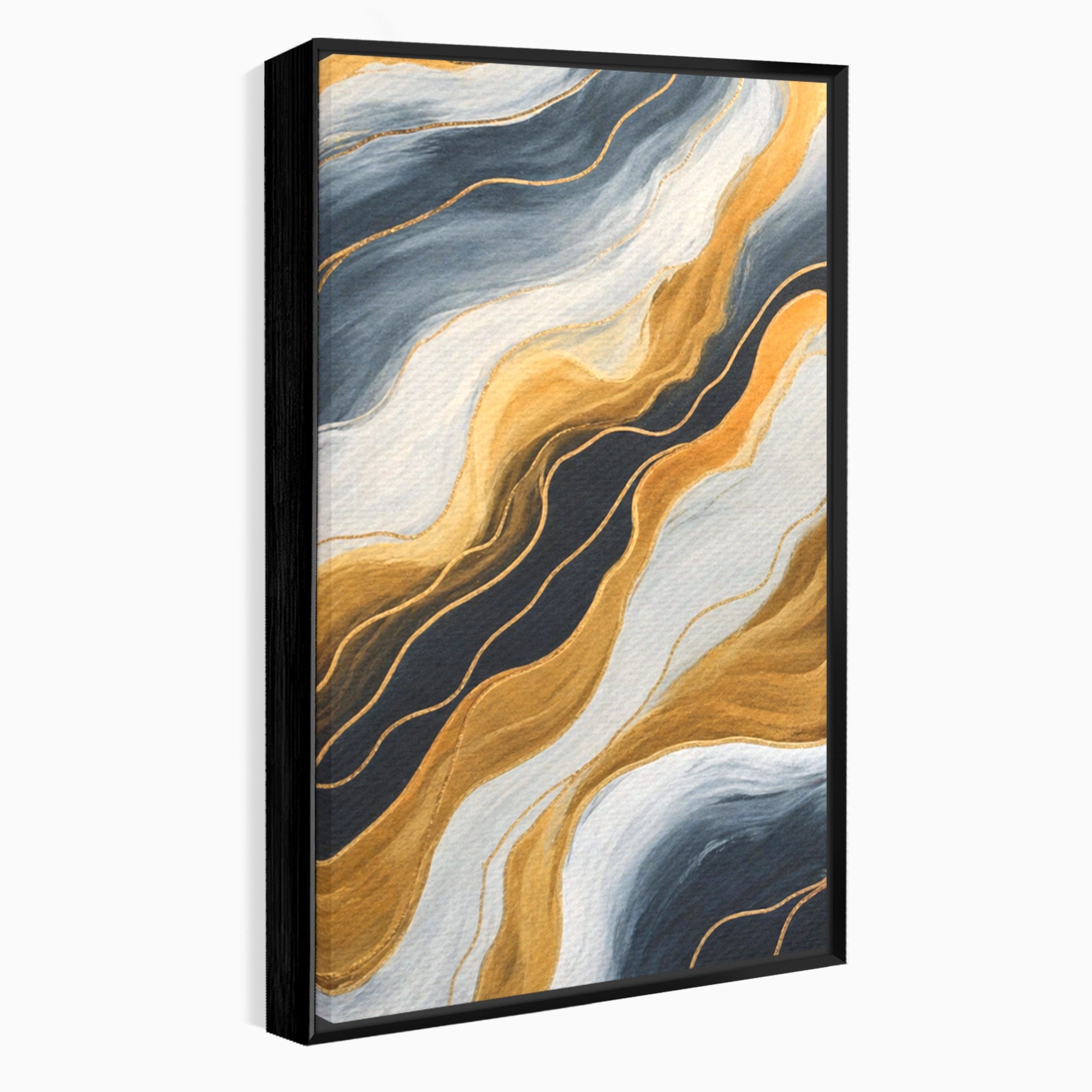 Set 3 Tablouri Canvas Premium LuxCanva® A3-1653, Valuri Aurii, Room, Decorativ, Cromatic, Abstract, Living, Culori Vibrante