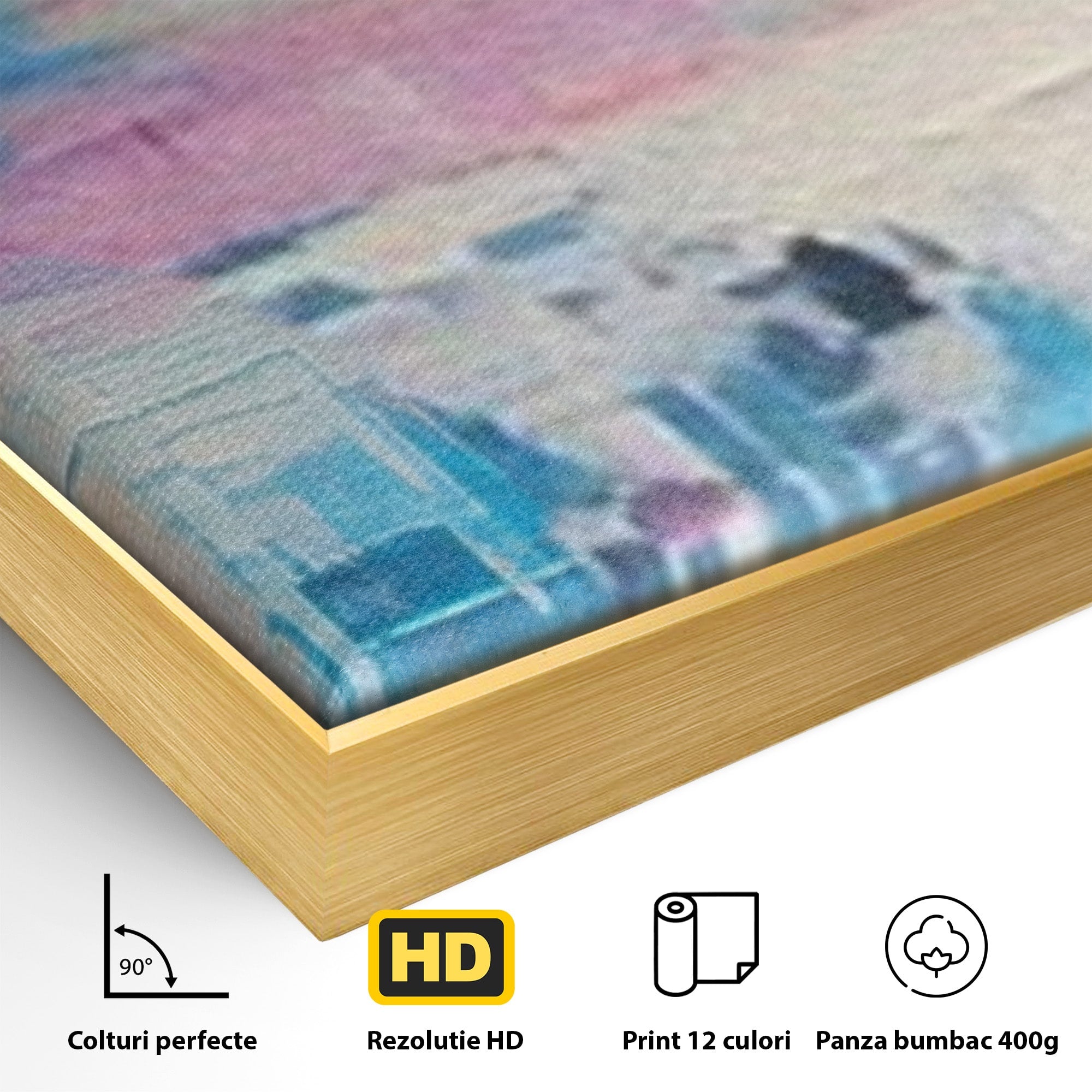 Set 3 Tablouri Canvas Premium LuxCanva® A3-1655, Pink Life, Room, Decorativ, Abstract, Nuante, Cromatic, Living, Culori Vibrante