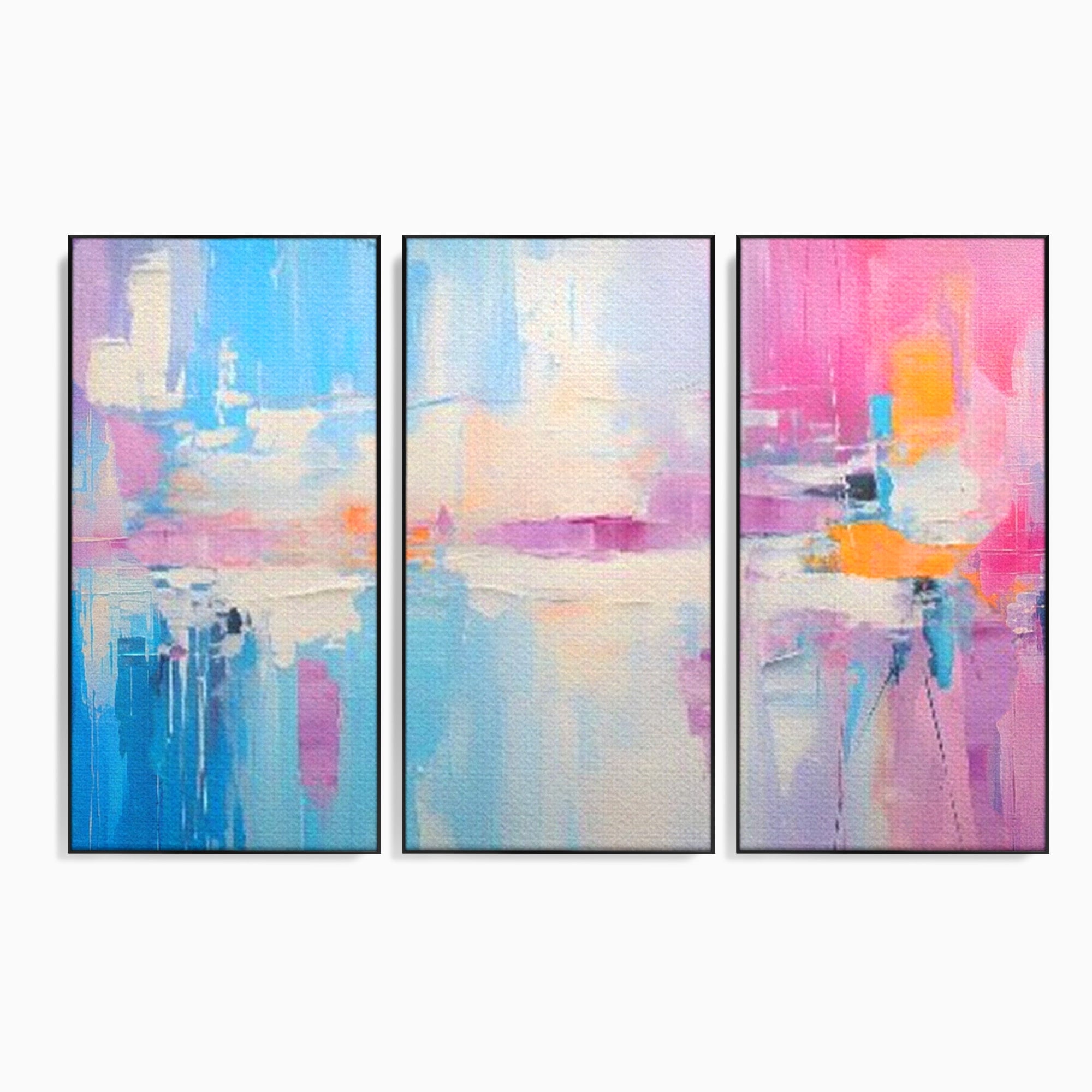 Set 3 Tablouri Canvas Premium LuxCanva® A3-1655, Pink Life, Room, Decorativ, Abstract, Nuante, Cromatic, Living, Culori Vibrante