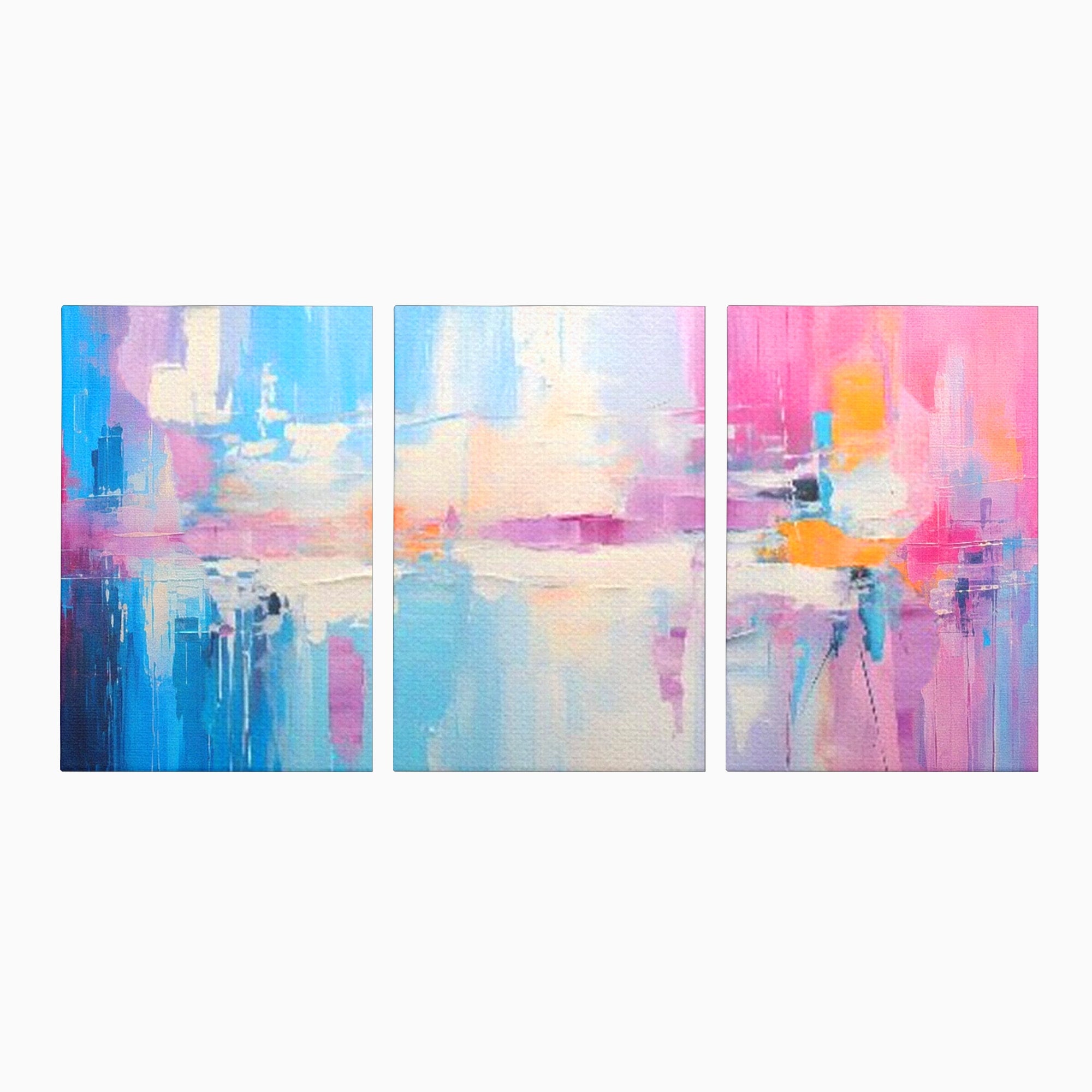 Set 3 Tablouri Canvas Premium LuxCanva® A3-1655, Pink Life, Room, Decorativ, Abstract, Nuante, Cromatic, Living, Culori Vibrante