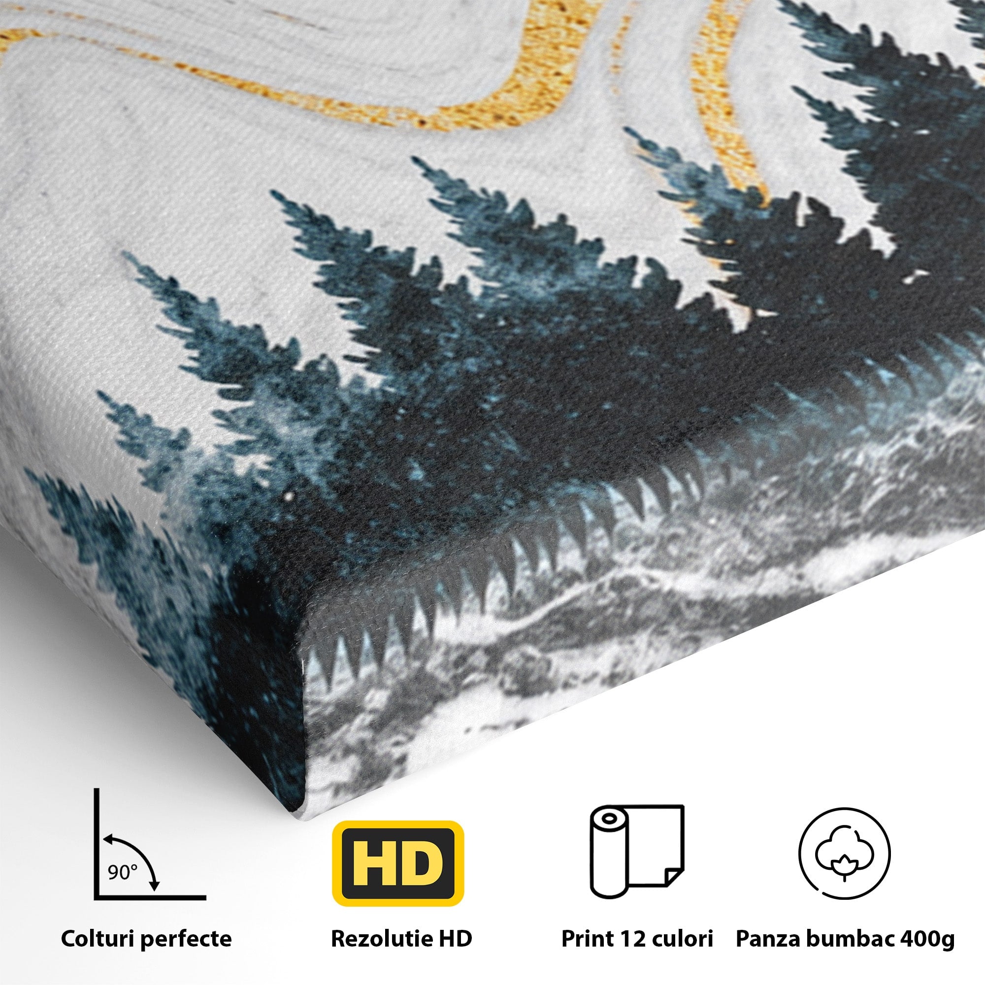 Set 3 Tablouri Canvas Premium LuxCanva® A3-1752, Peisaj Montan Nocturn, Peisaj, Munti, Luna, Noapte, Natura, Living, Dormitor, Culori Vibrante