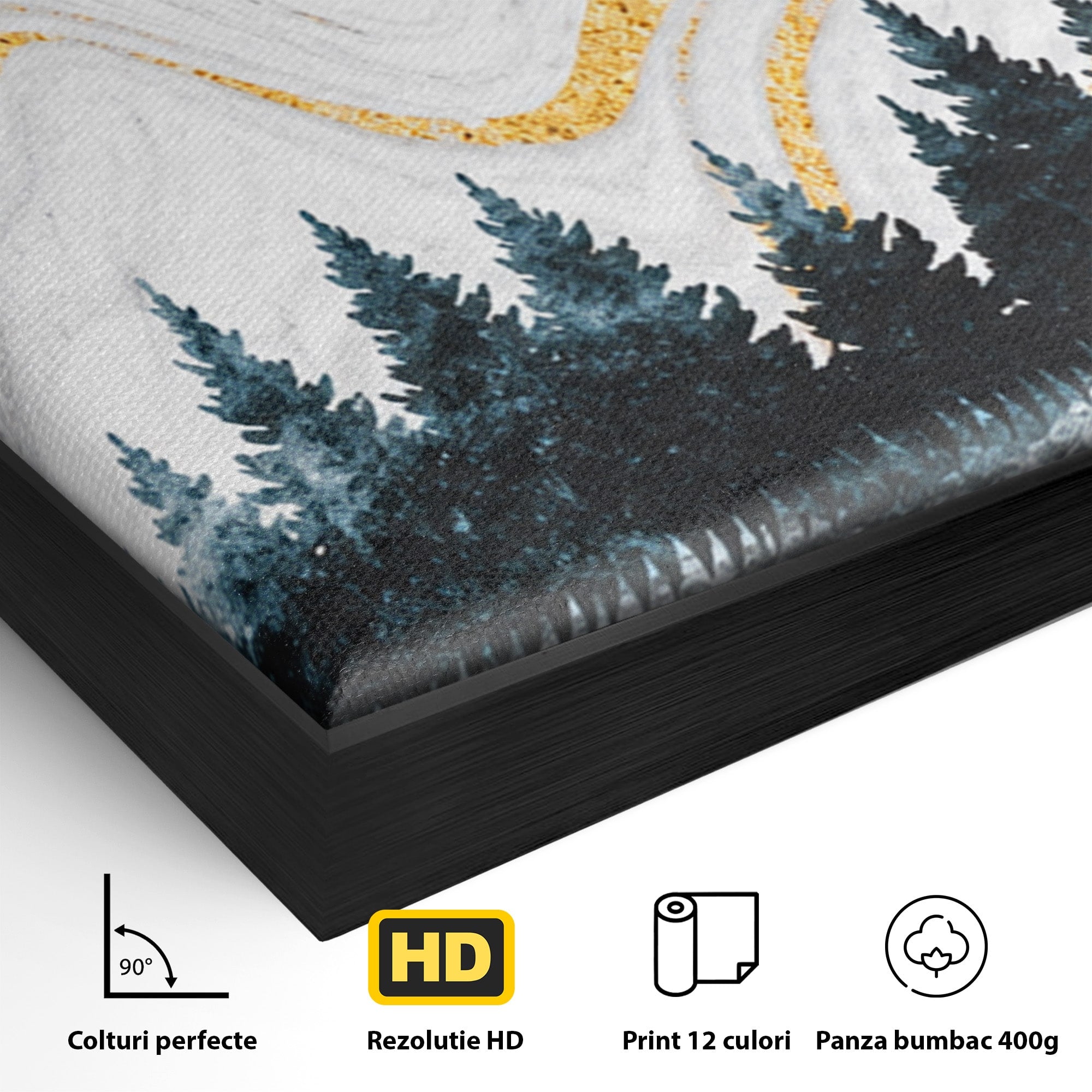 Set 3 Tablouri Canvas Premium LuxCanva® A3-1752, Peisaj Montan Nocturn, Peisaj, Munti, Luna, Noapte, Natura, Living, Dormitor, Culori Vibrante