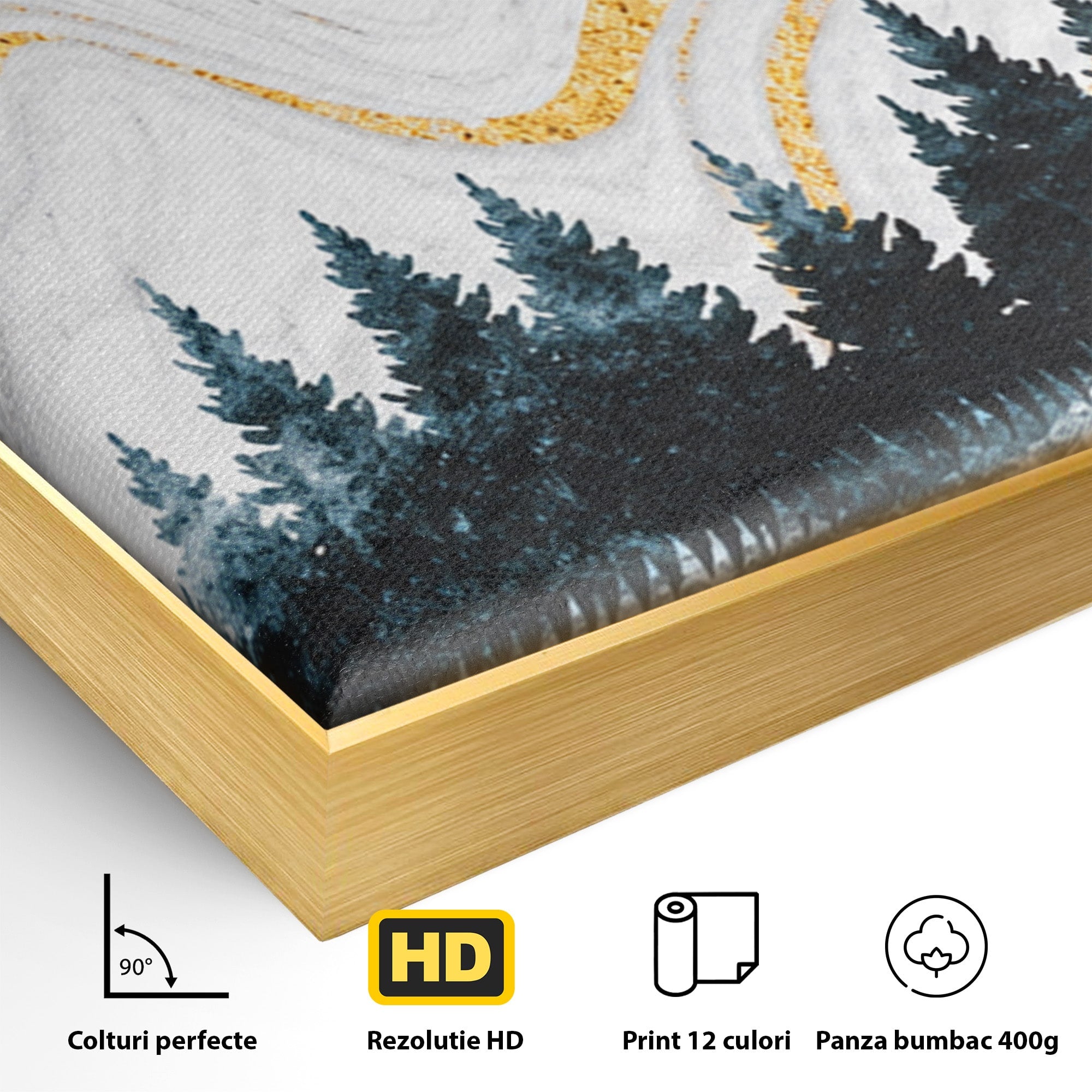 Set 3 Tablouri Canvas Premium LuxCanva® A3-1752, Peisaj Montan Nocturn, Peisaj, Munti, Luna, Noapte, Natura, Living, Dormitor, Culori Vibrante