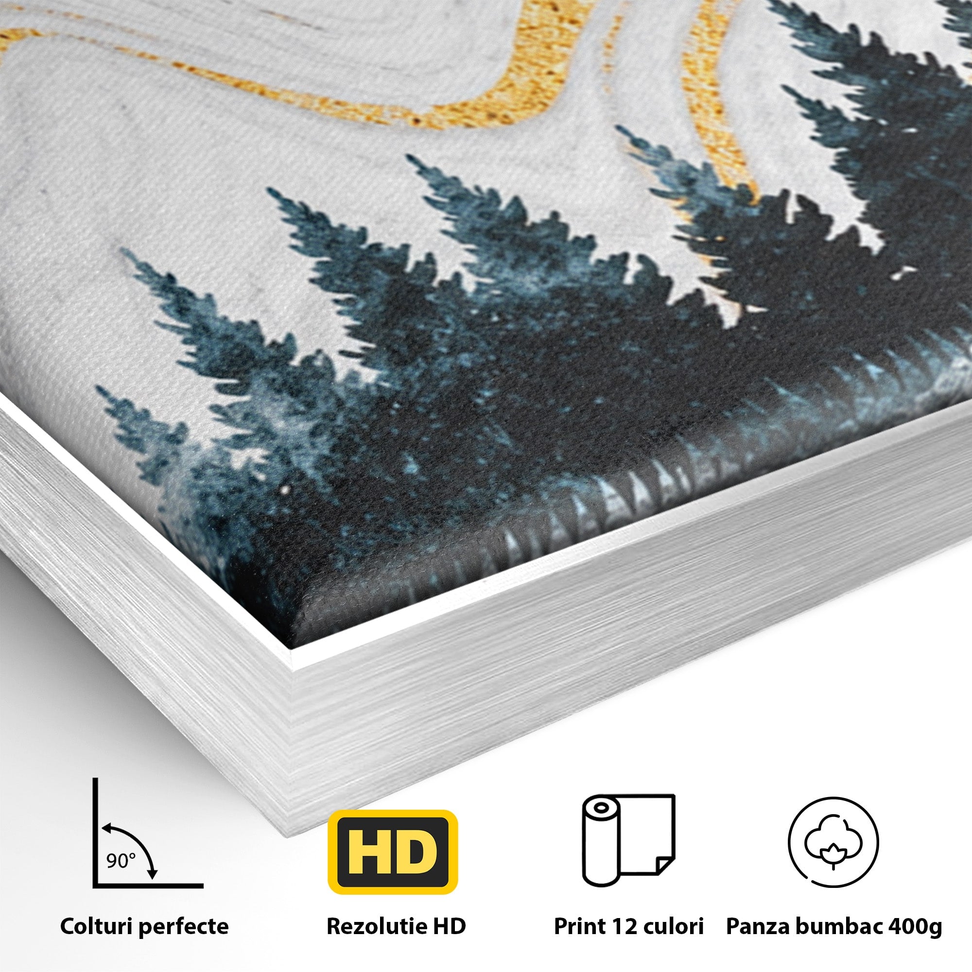 Set 3 Tablouri Canvas Premium LuxCanva® A3-1752, Peisaj Montan Nocturn, Peisaj, Munti, Luna, Noapte, Natura, Living, Dormitor, Culori Vibrante