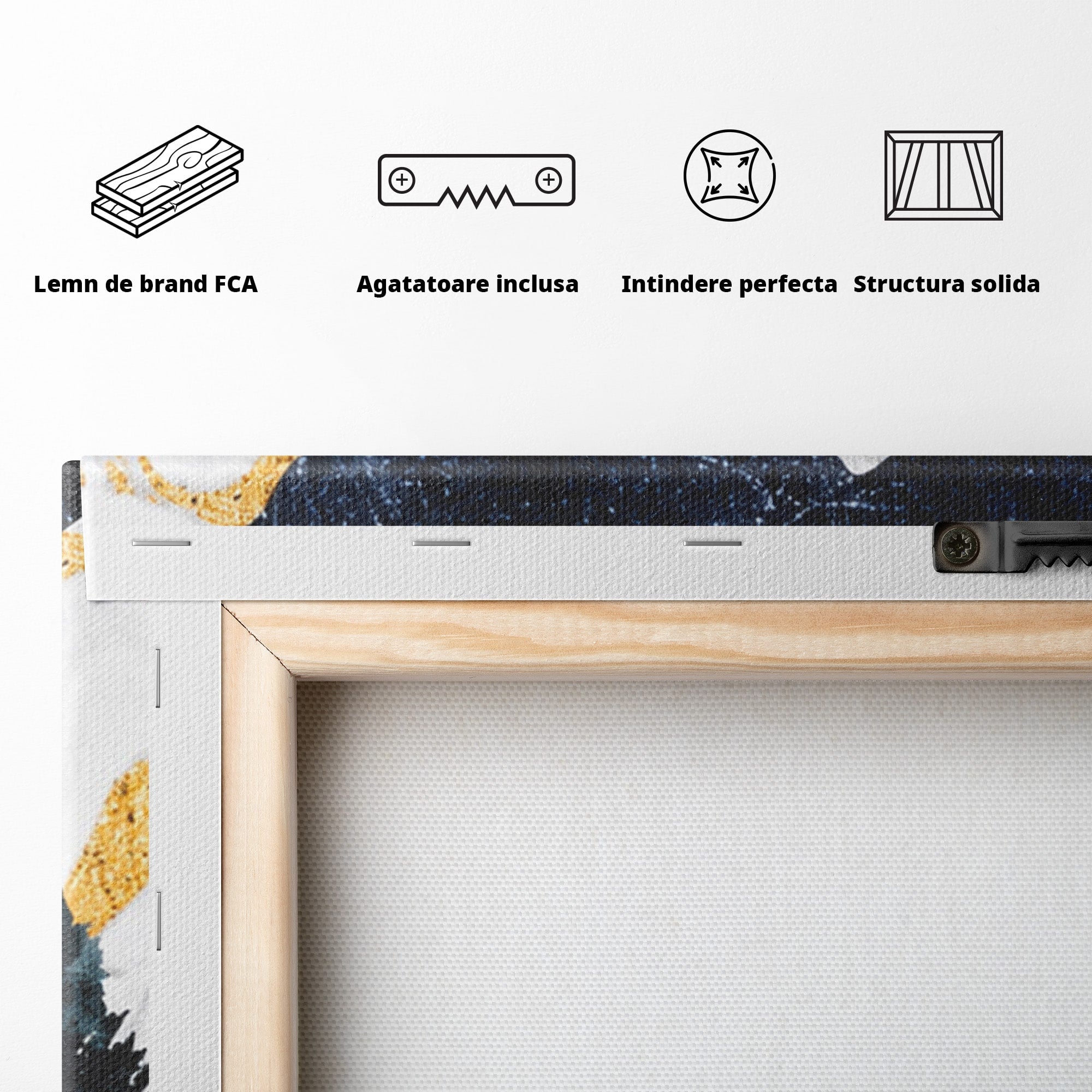 Set 3 Tablouri Canvas Premium LuxCanva® A3-1752, Peisaj Montan Nocturn, Peisaj, Munti, Luna, Noapte, Natura, Living, Dormitor, Culori Vibrante