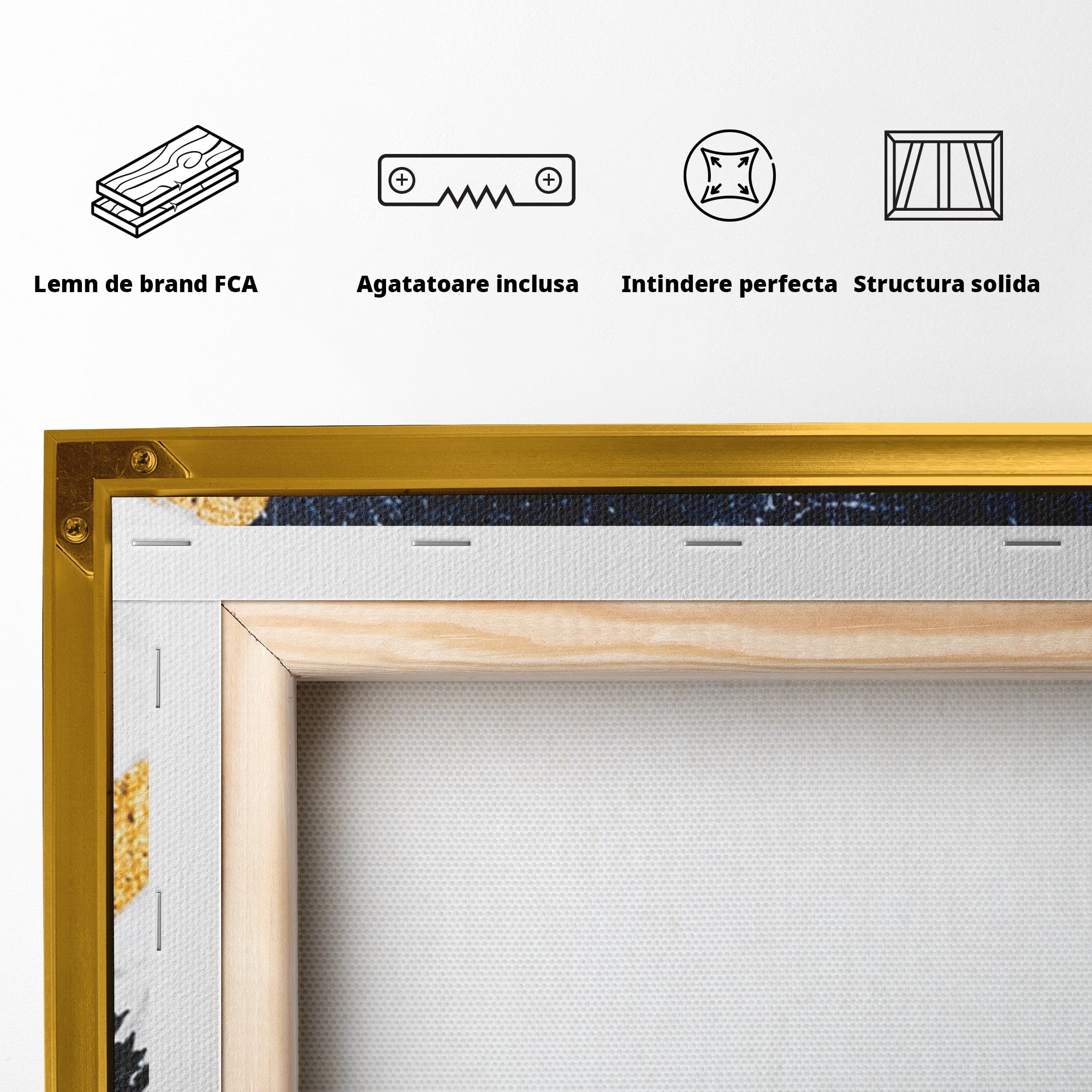 Set 3 Tablouri Canvas Premium LuxCanva® A3-1752, Peisaj Montan Nocturn, Peisaj, Munti, Luna, Noapte, Natura, Living, Dormitor, Culori Vibrante