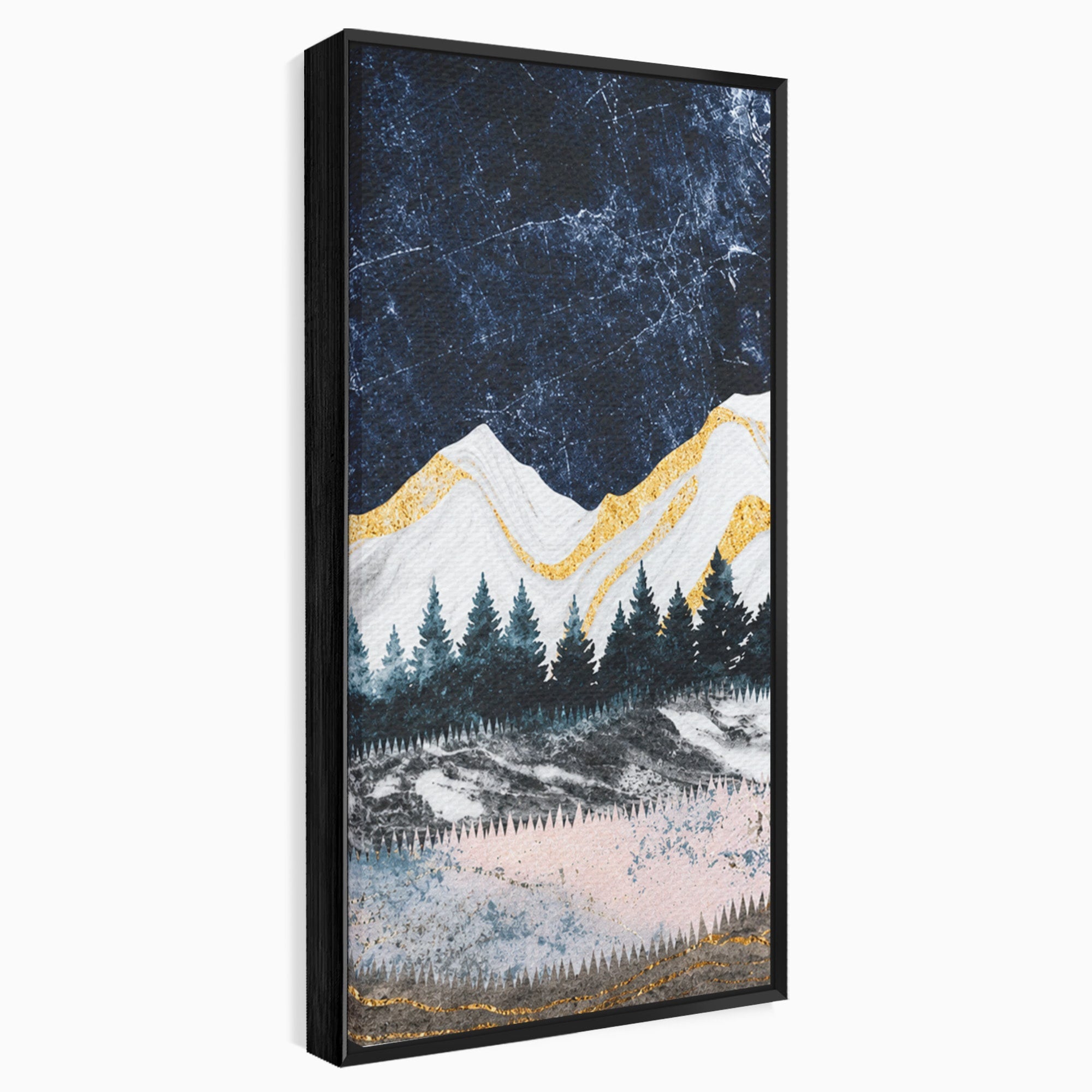 Set 3 Tablouri Canvas Premium LuxCanva® A3-1752, Peisaj Montan Nocturn, Peisaj, Munti, Luna, Noapte, Natura, Living, Dormitor, Culori Vibrante