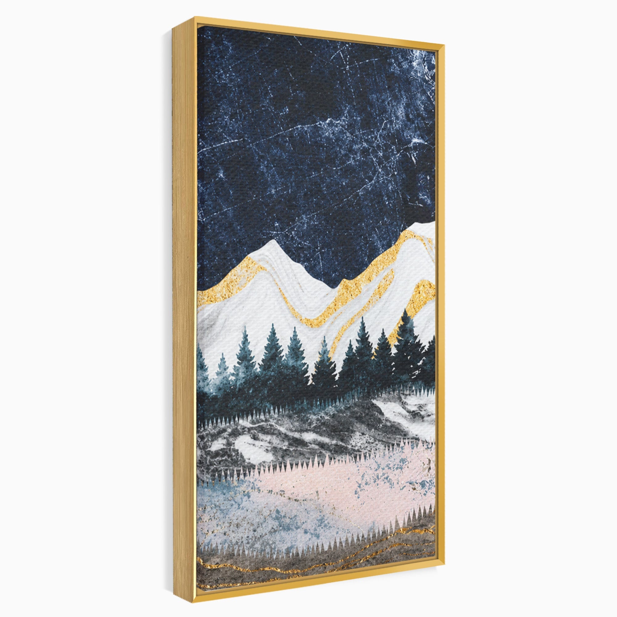 Set 3 Tablouri Canvas Premium LuxCanva® A3-1752, Peisaj Montan Nocturn, Peisaj, Munti, Luna, Noapte, Natura, Living, Dormitor, Culori Vibrante