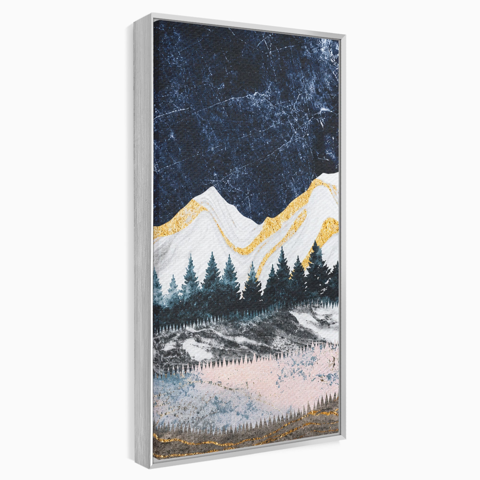 Set 3 Tablouri Canvas Premium LuxCanva® A3-1752, Peisaj Montan Nocturn, Peisaj, Munti, Luna, Noapte, Natura, Living, Dormitor, Culori Vibrante