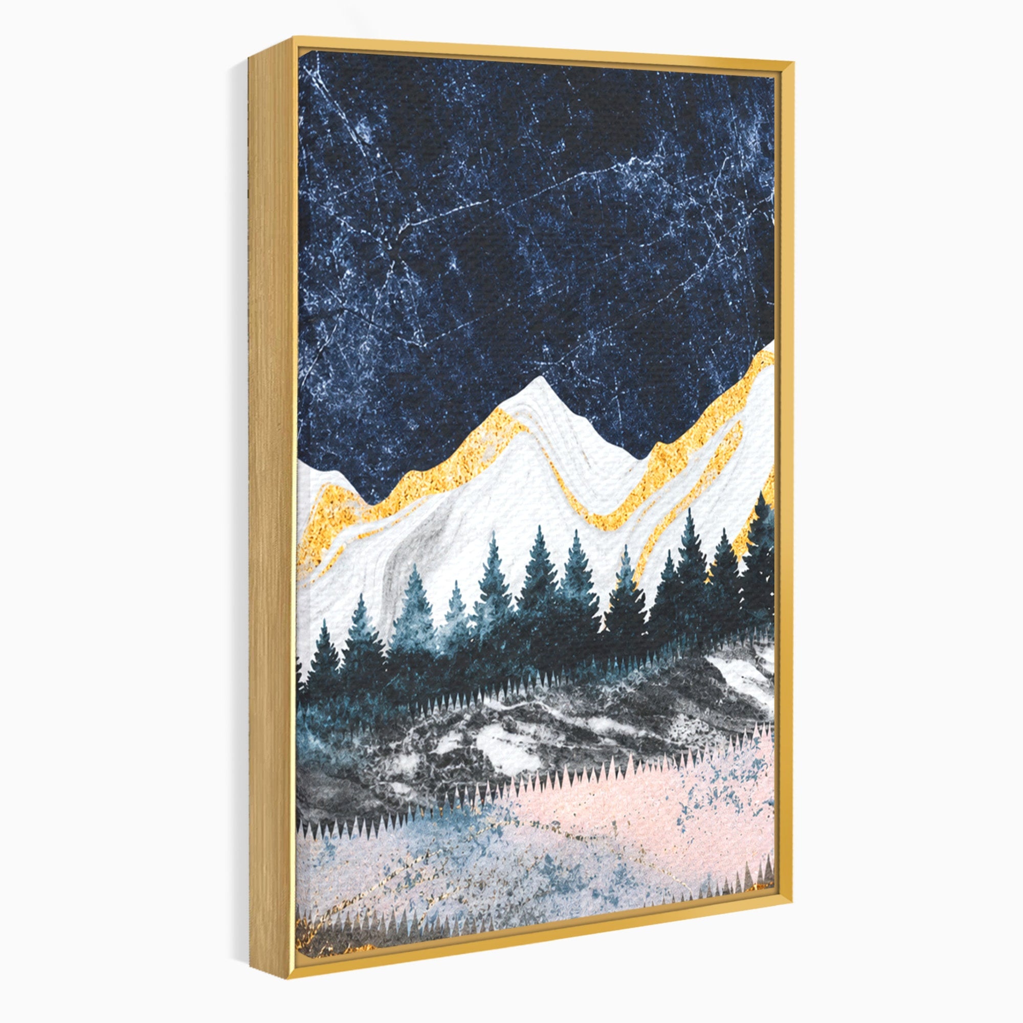 Set 3 Tablouri Canvas Premium LuxCanva® A3-1752, Peisaj Montan Nocturn, Peisaj, Munti, Luna, Noapte, Natura, Living, Dormitor, Culori Vibrante