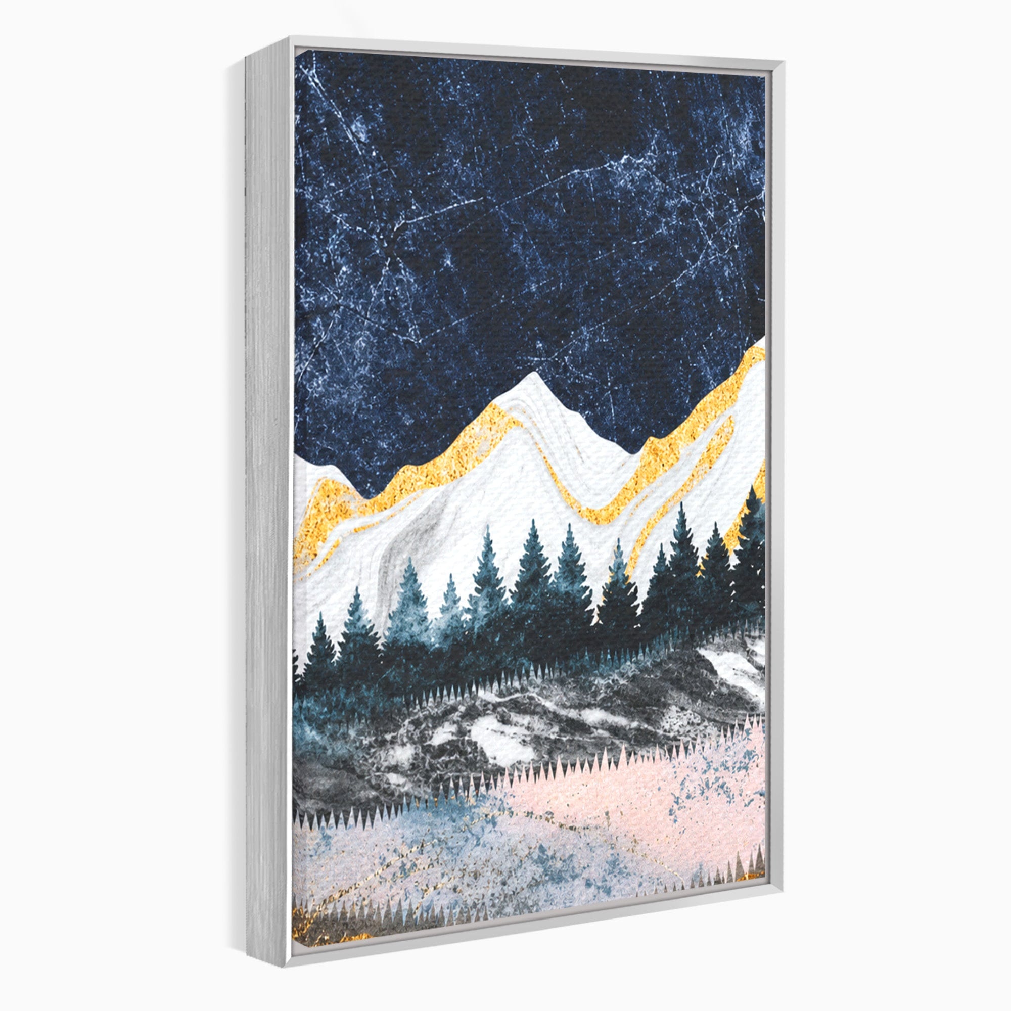 Set 3 Tablouri Canvas Premium LuxCanva® A3-1752, Peisaj Montan Nocturn, Peisaj, Munti, Luna, Noapte, Natura, Living, Dormitor, Culori Vibrante