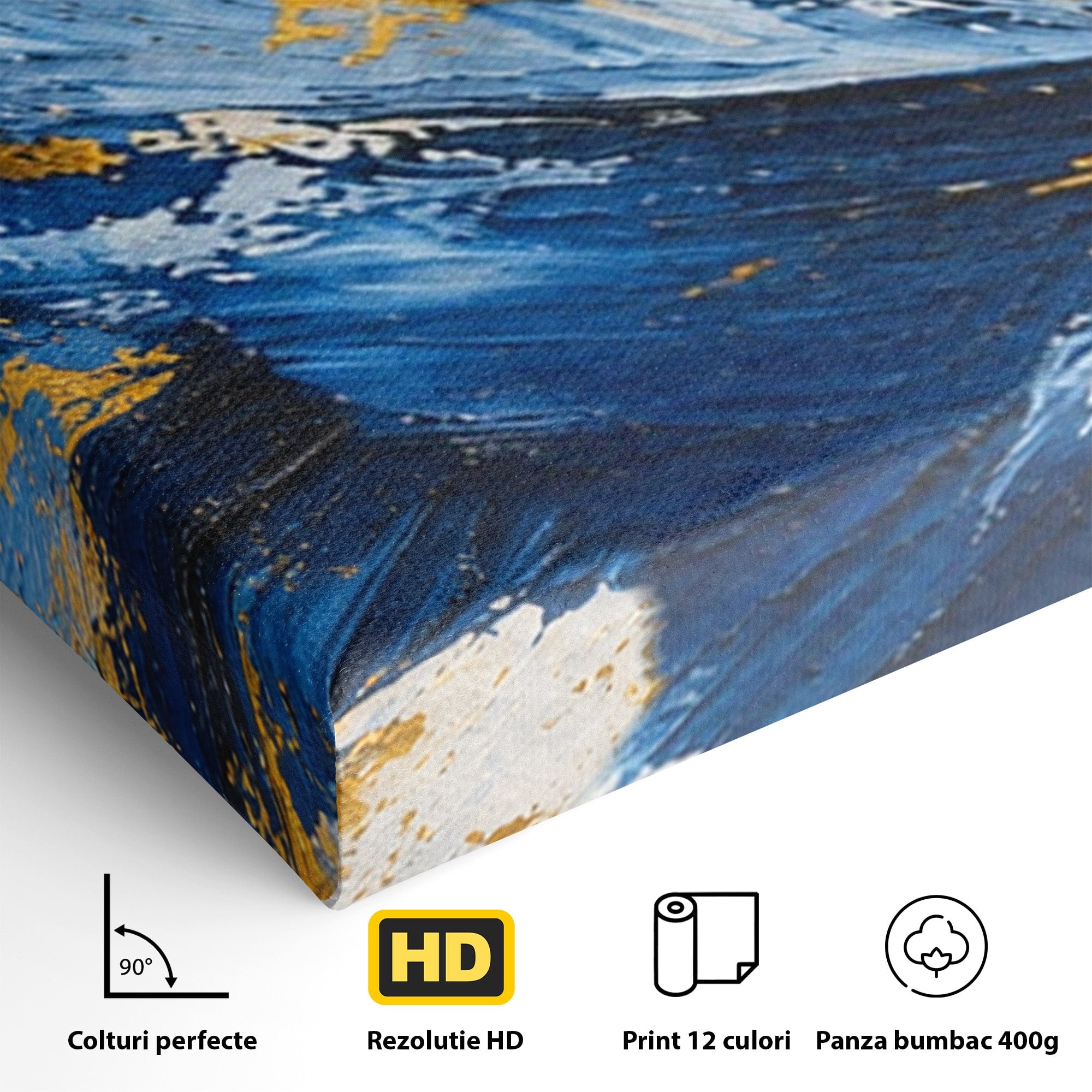 Set 3 Tablouri Canvas Premium LuxCanva® A3-1842, Explozie Abstracta, Abstract, Arta Moderna, Explozie, Living, Birou, Culori Vibrante
