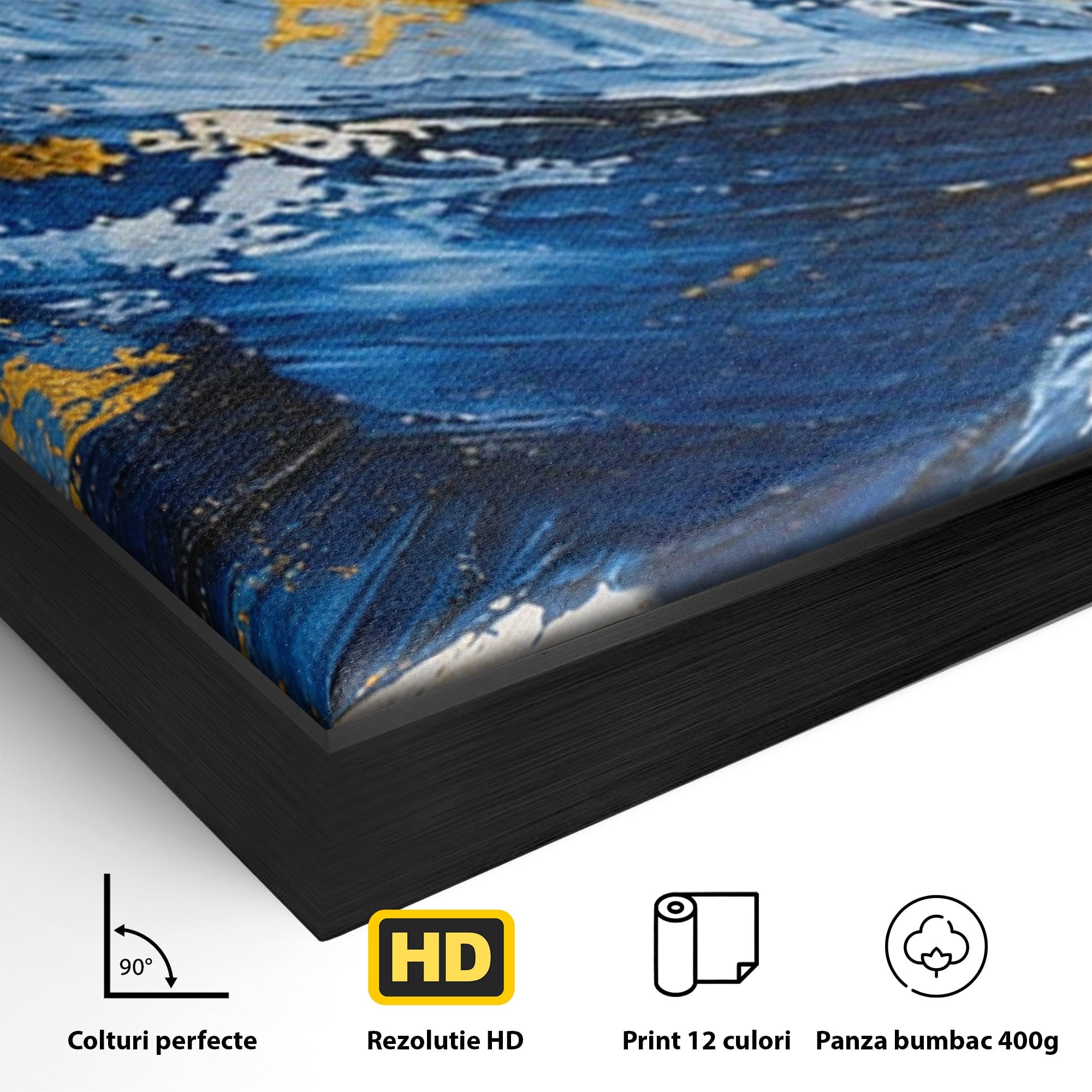 Set 3 Tablouri Canvas Premium LuxCanva® A3-1842, Explozie Abstracta, Abstract, Arta Moderna, Explozie, Living, Birou, Culori Vibrante