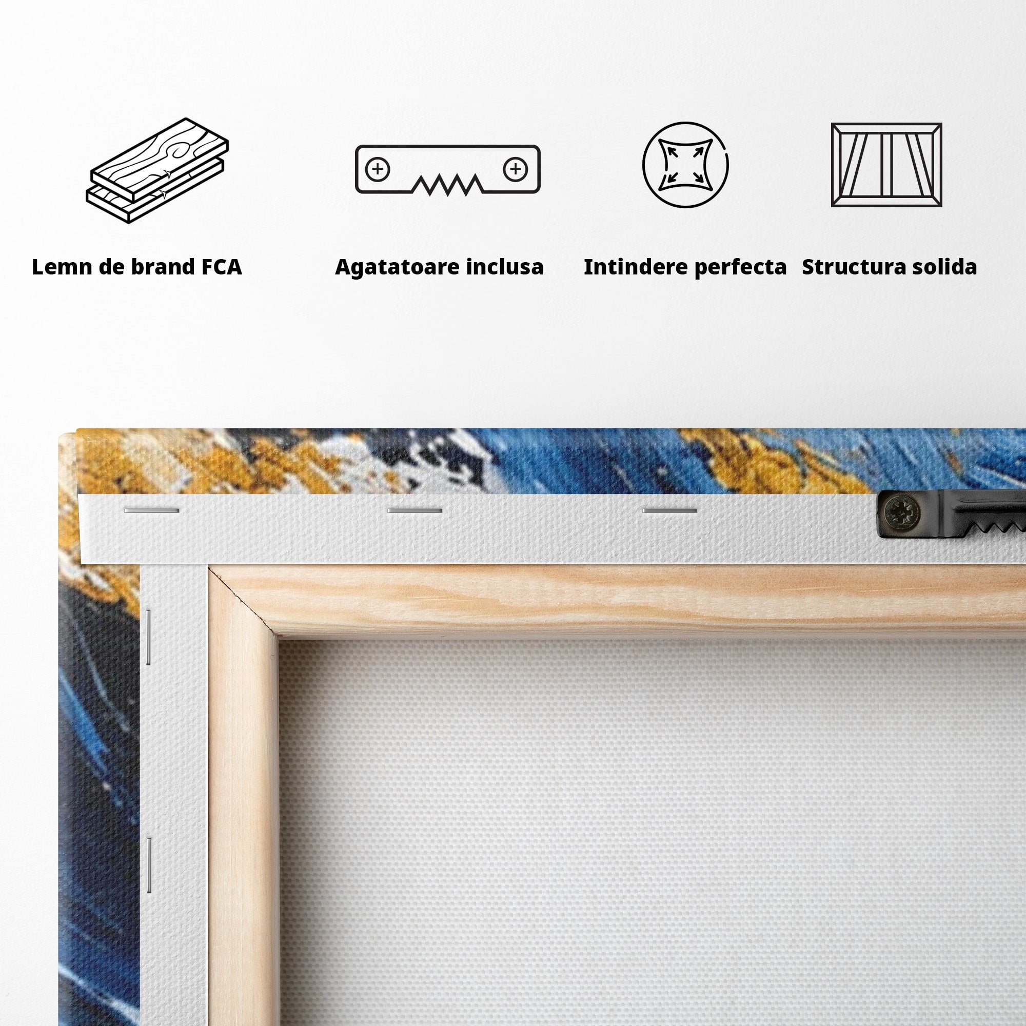 Set 3 Tablouri Canvas Premium LuxCanva® A3-1842, Explozie Abstracta, Abstract, Arta Moderna, Explozie, Living, Birou, Culori Vibrante