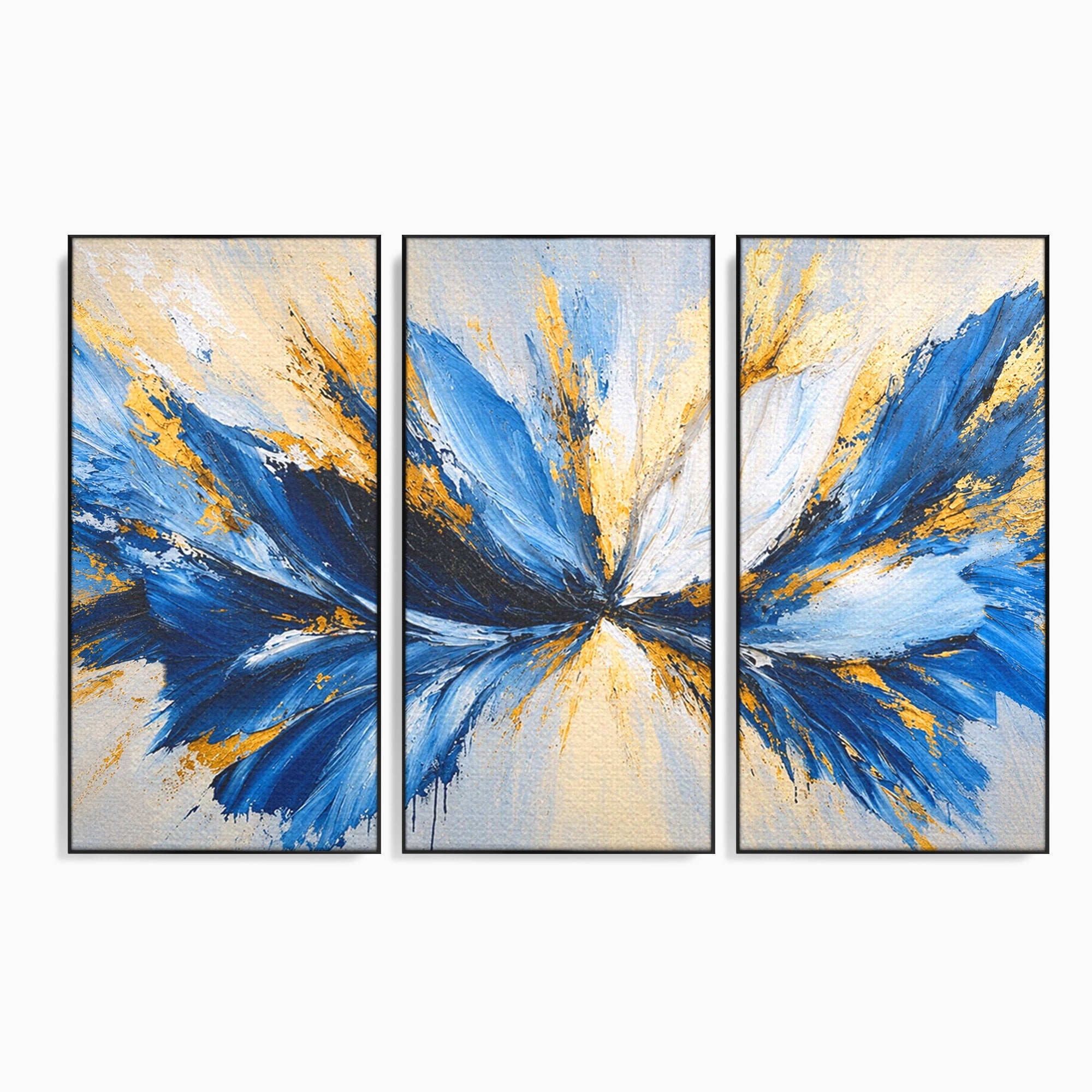 Set 3 Tablouri Canvas Premium LuxCanva® A3-1842, Explozie Abstracta, Abstract, Arta Moderna, Explozie, Living, Birou, Culori Vibrante