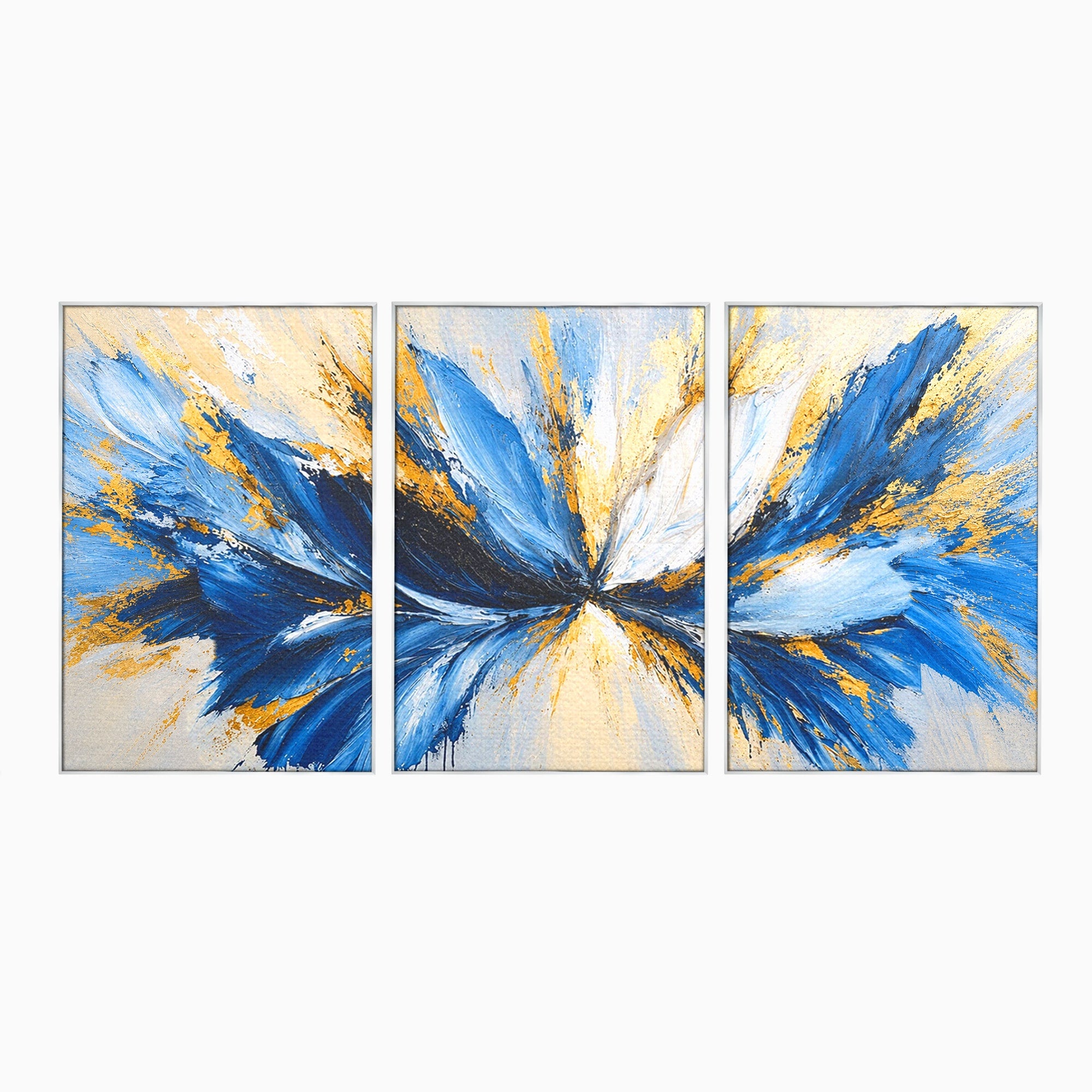 Set 3 Tablouri Canvas Premium LuxCanva® A3-1842, Explozie Abstracta, Abstract, Arta Moderna, Explozie, Living, Birou, Culori Vibrante