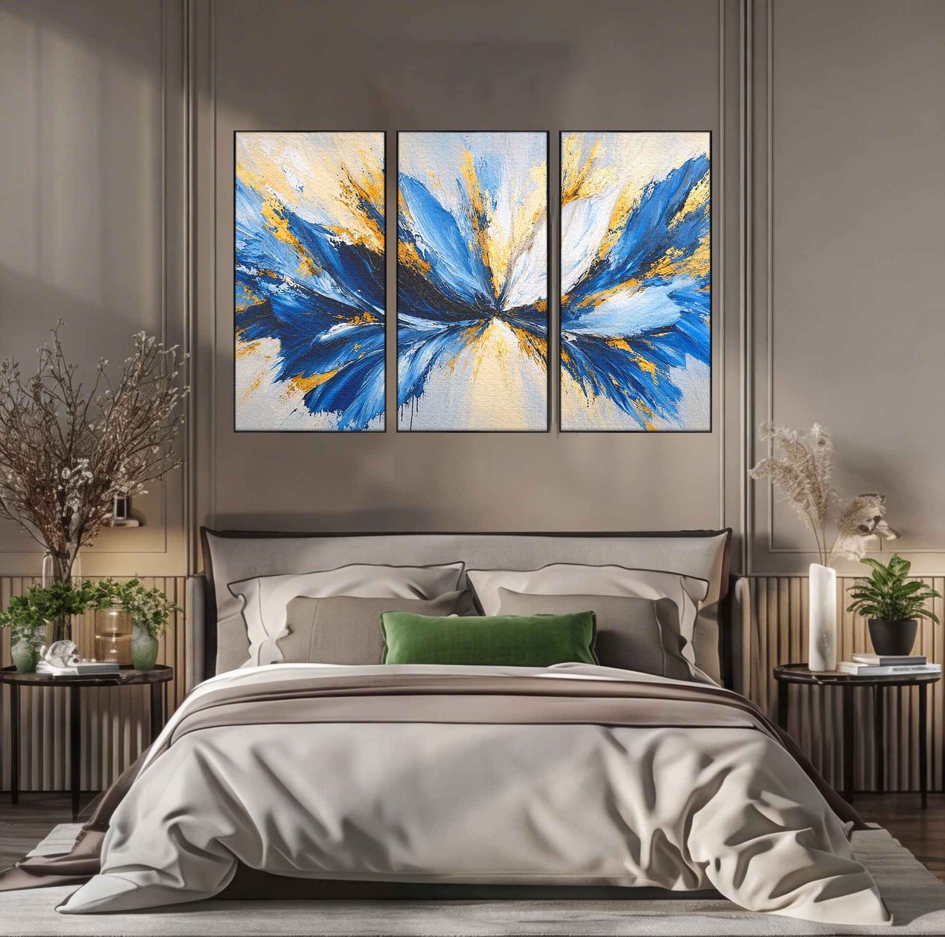 Set 3 Tablouri Canvas Premium LuxCanva® A3-1842, Explozie Abstracta, Abstract, Arta Moderna, Explozie, Living, Birou, Culori Vibrante