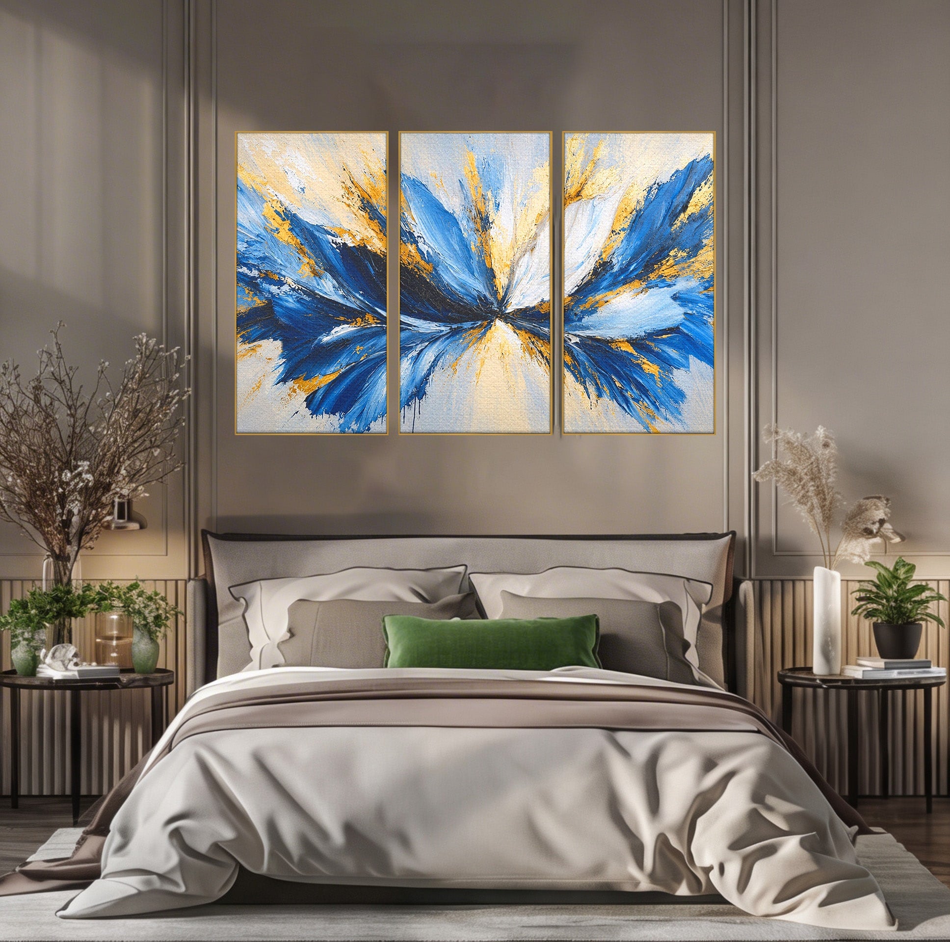 Set 3 Tablouri Canvas Premium LuxCanva® A3-1842, Explozie Abstracta, Abstract, Arta Moderna, Explozie, Living, Birou, Culori Vibrante