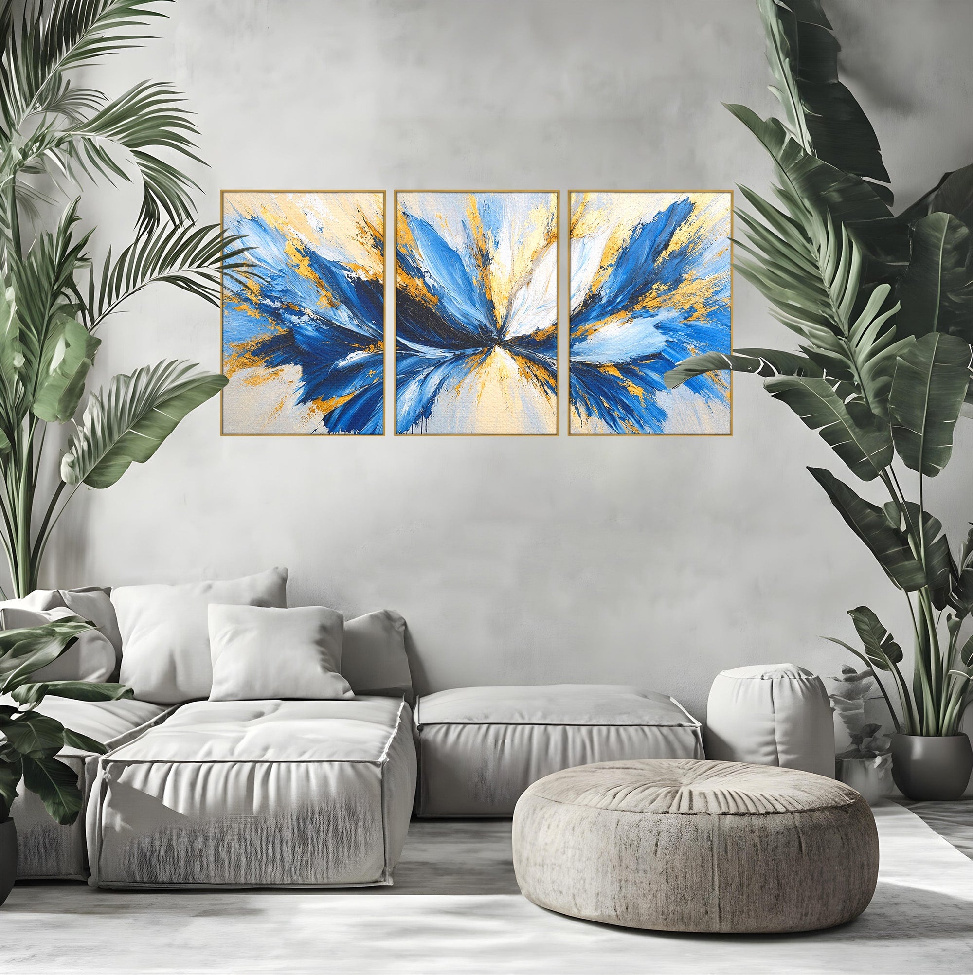 Set 3 Tablouri Canvas Premium LuxCanva® A3-1842, Explozie Abstracta, Abstract, Arta Moderna, Explozie, Living, Birou, Culori Vibrante