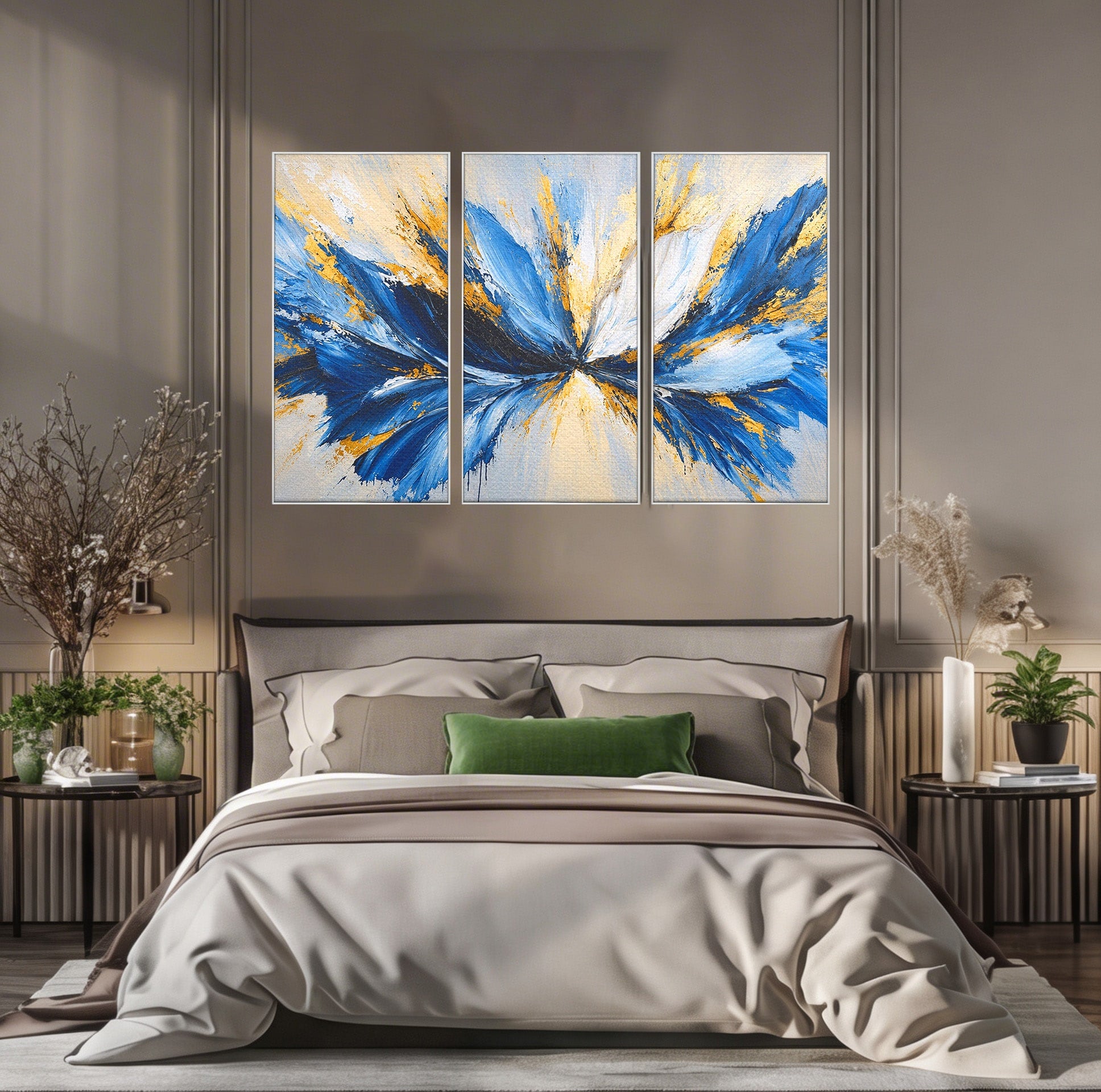 Set 3 Tablouri Canvas Premium LuxCanva® A3-1842, Explozie Abstracta, Abstract, Arta Moderna, Explozie, Living, Birou, Culori Vibrante